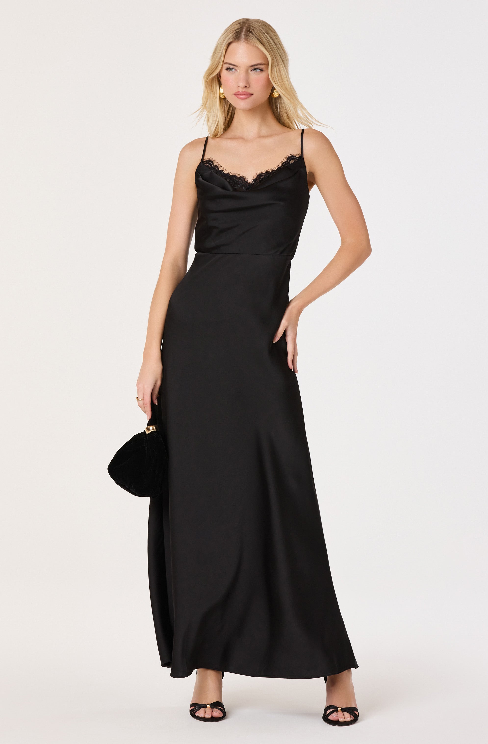Annette Cowl Neck Satin Maxi Dress