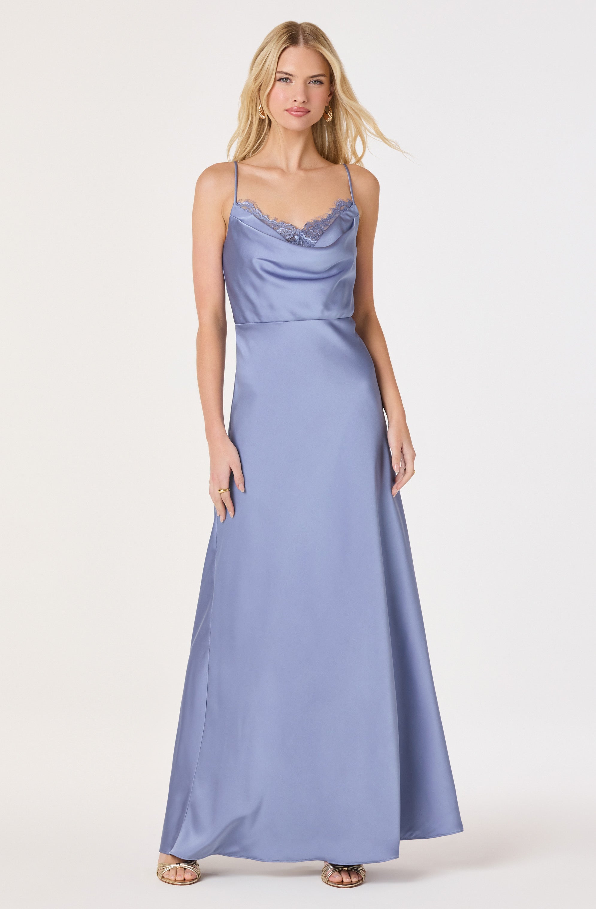 Annette Cowl Neck Satin Maxi Dress