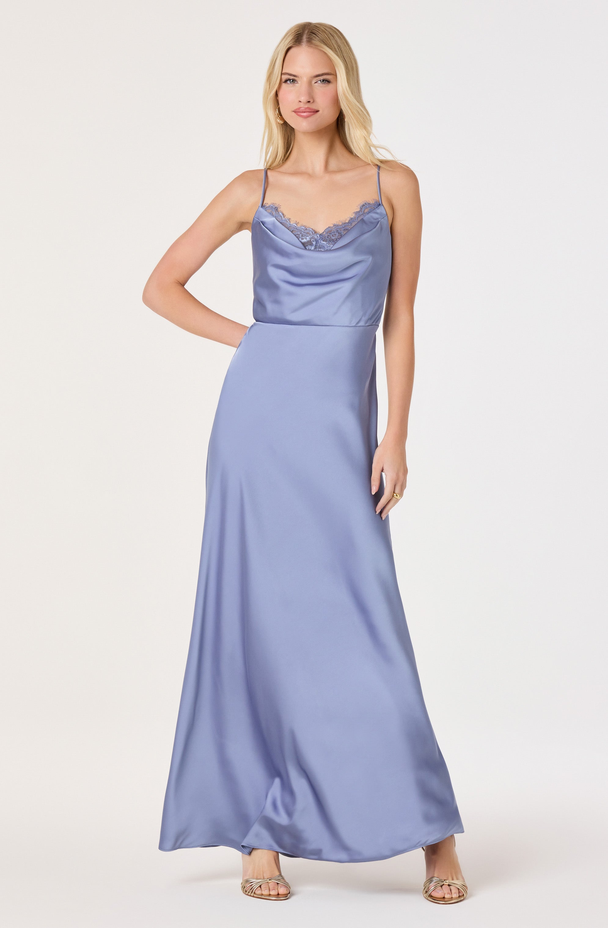 Annette Cowl Neck Satin Maxi Dress
