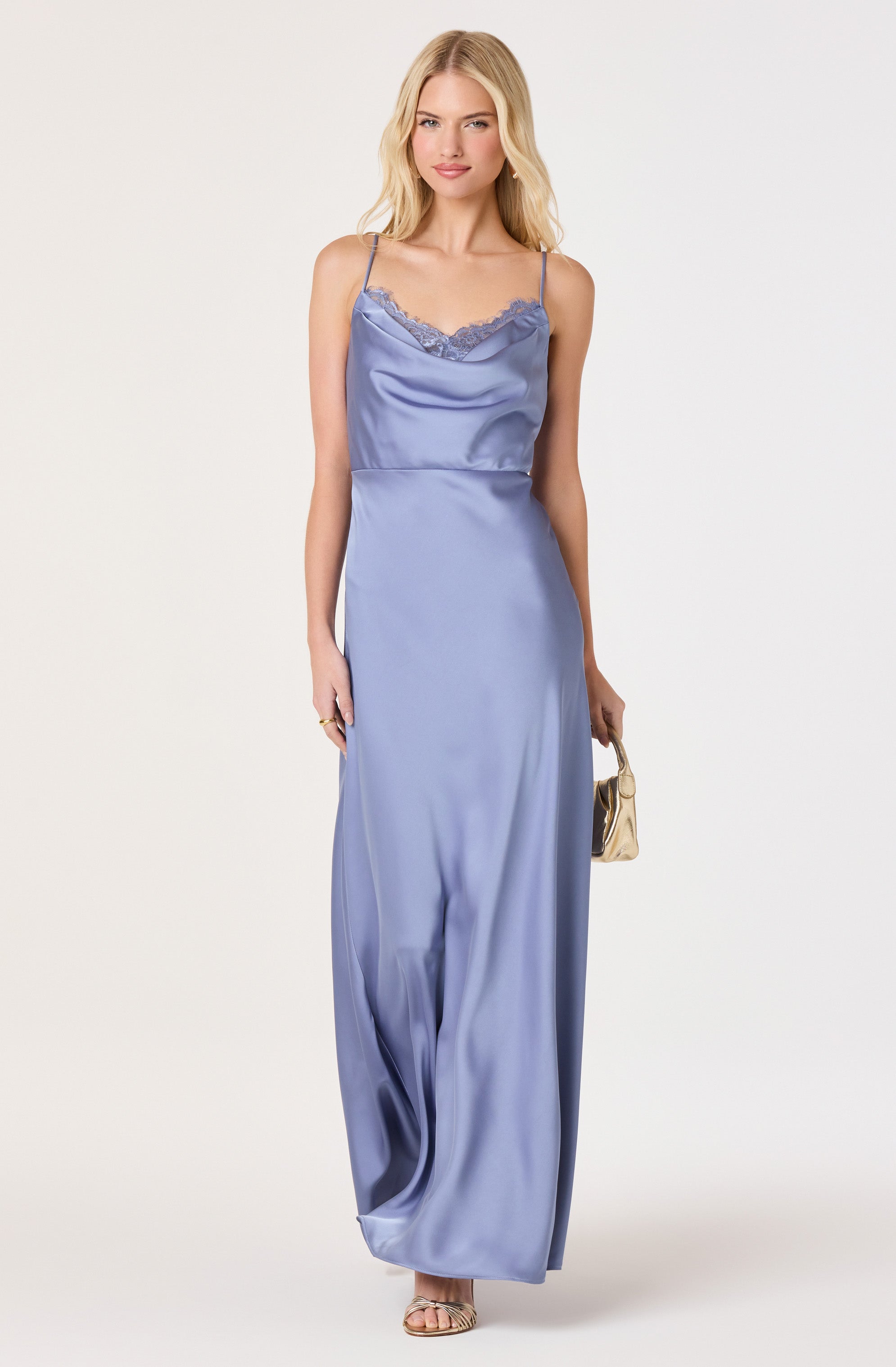 Annette Cowl Neck Satin Maxi Dress