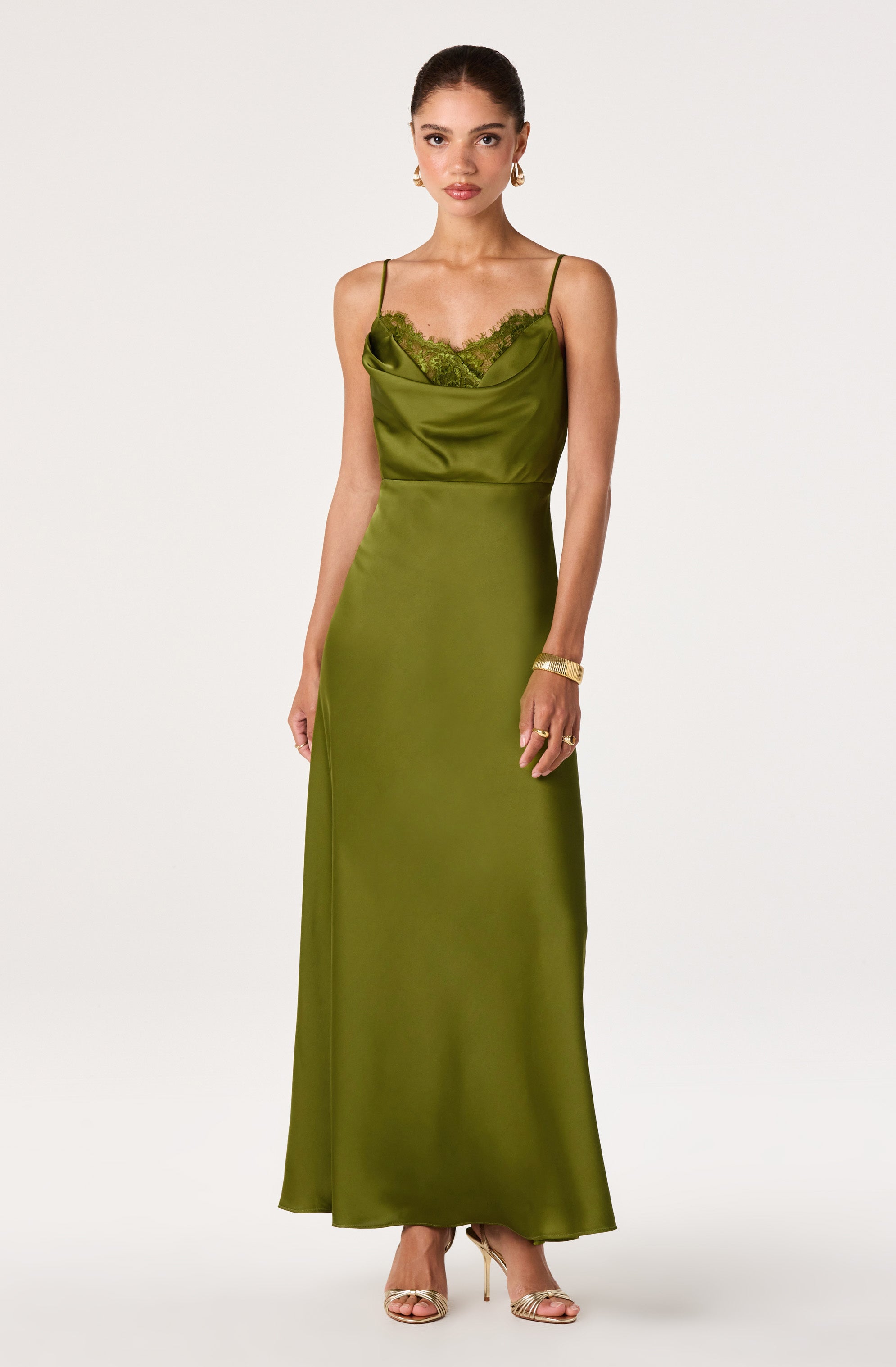 Annette Cowl Neck Satin Maxi Dress