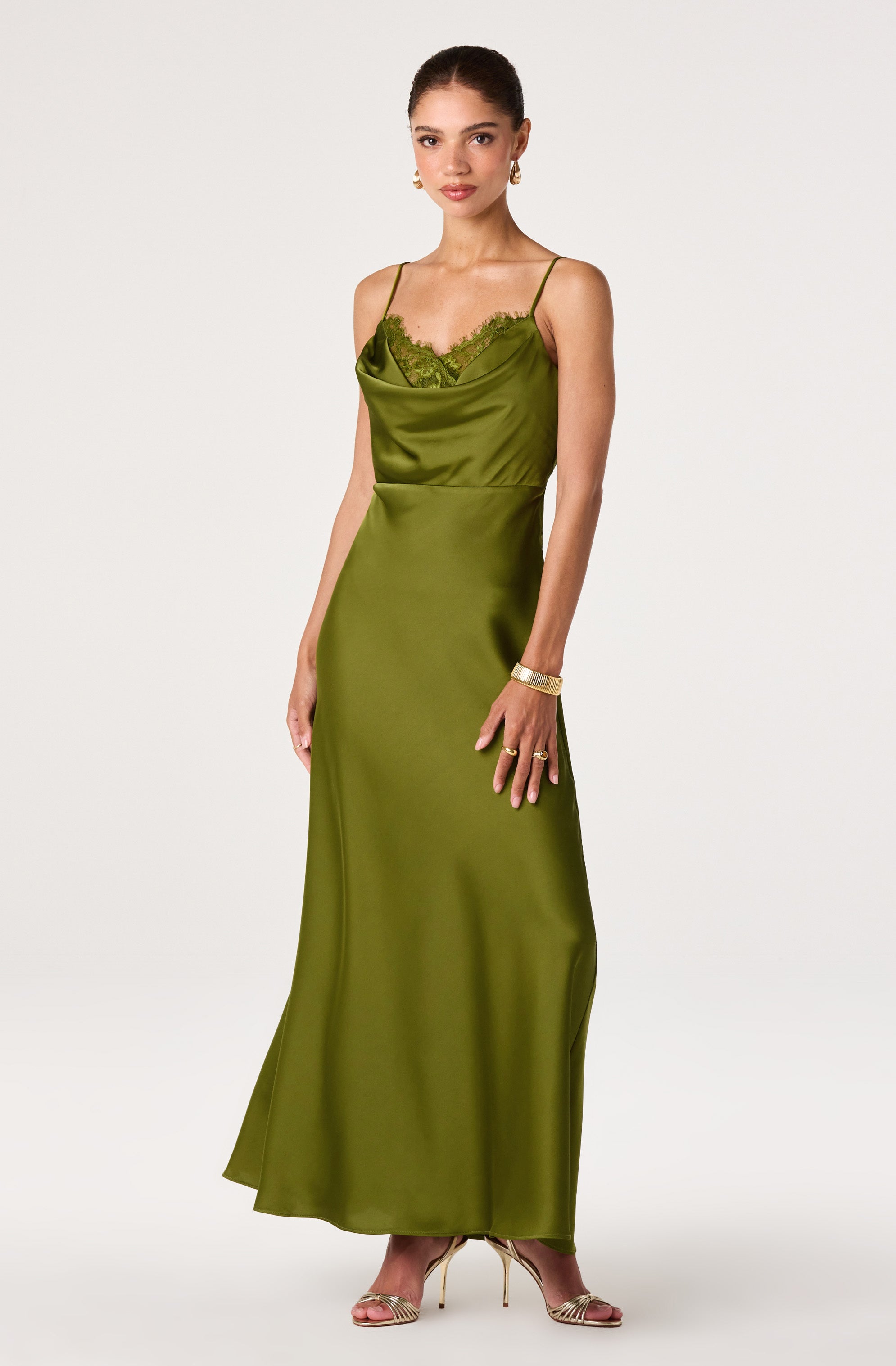 Annette Cowl Neck Satin Maxi Dress