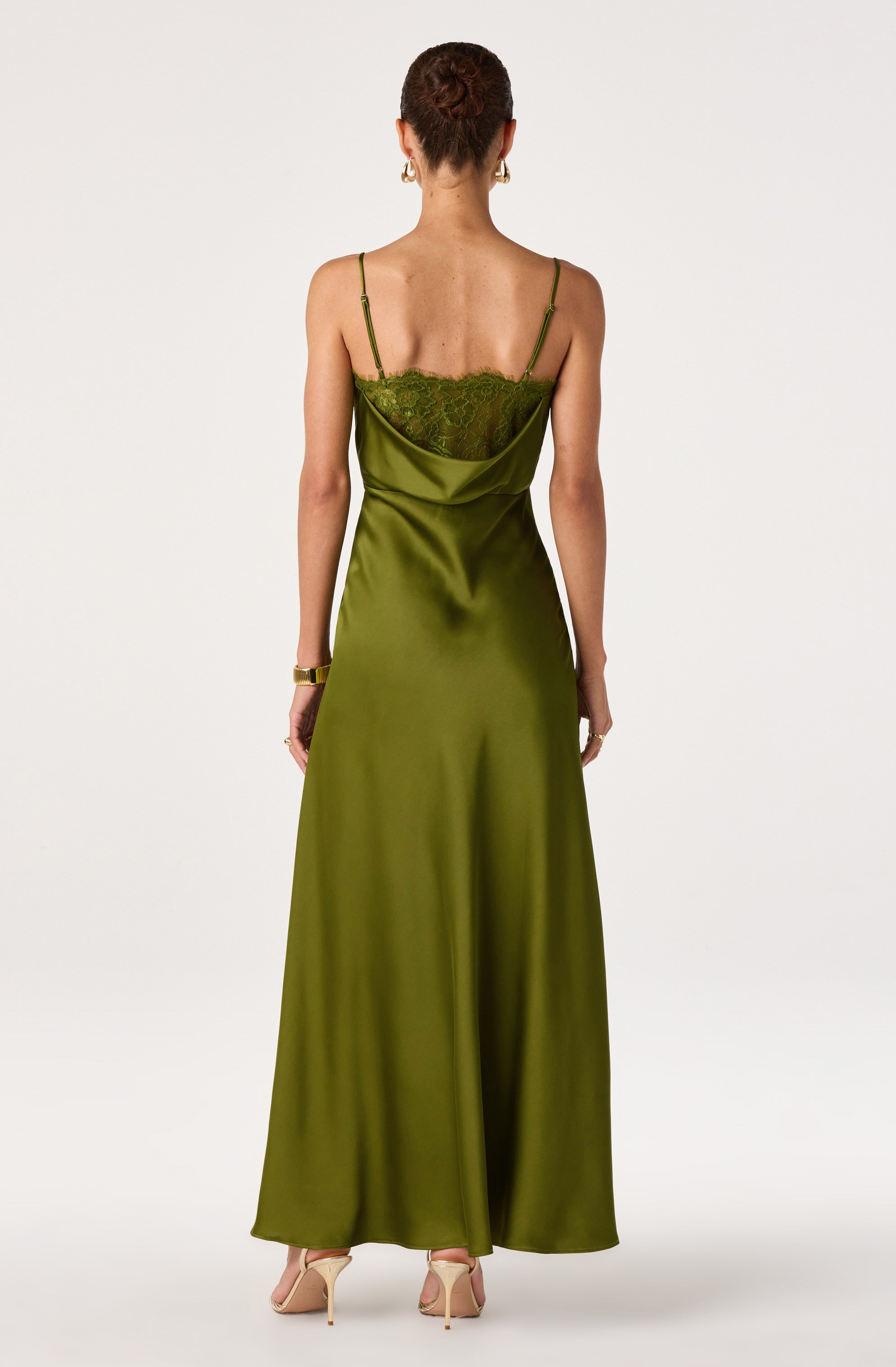 Annette Cowl Neck Satin Maxi Dress