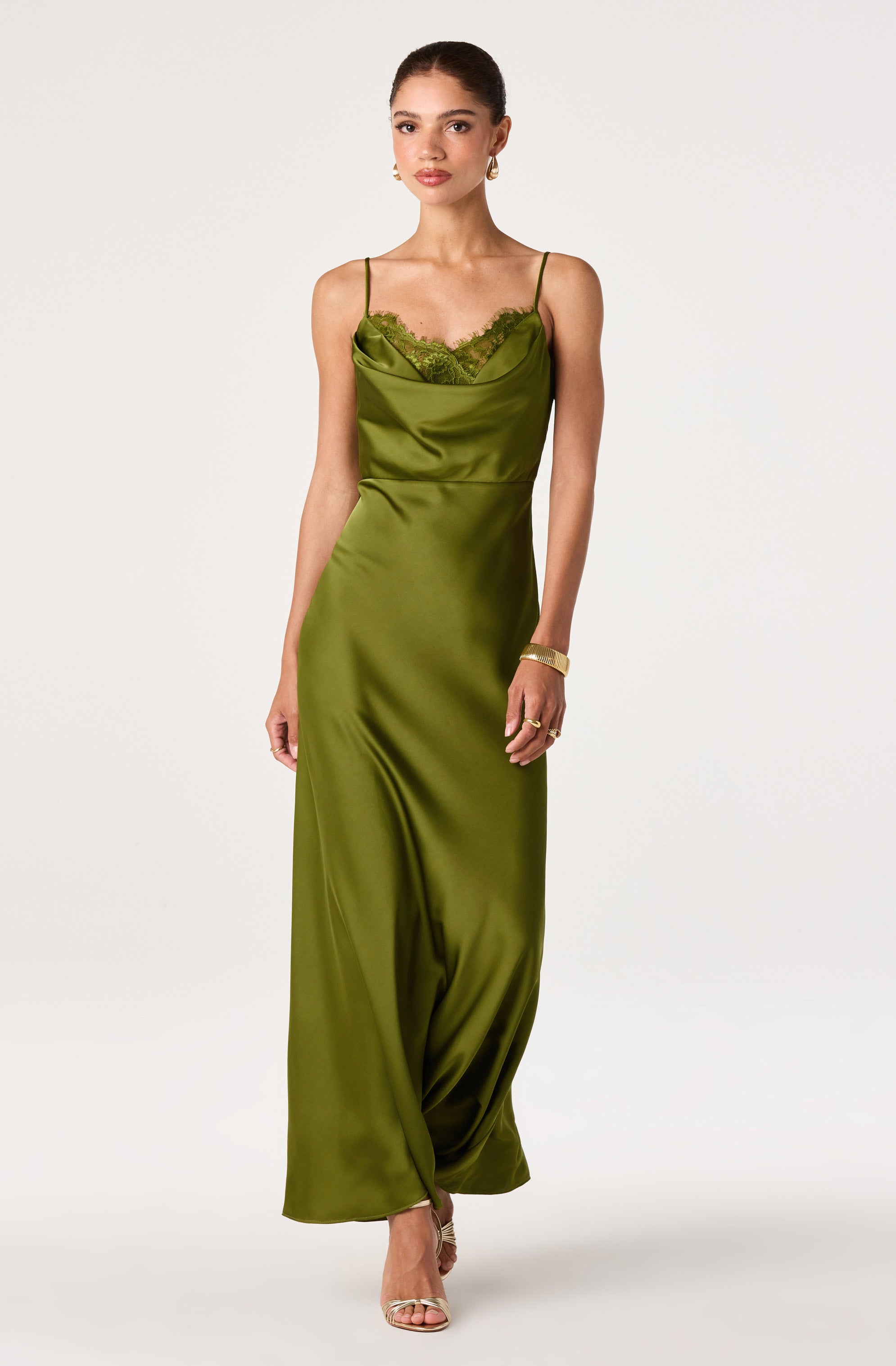 Annette Cowl Neck Satin Maxi Dress