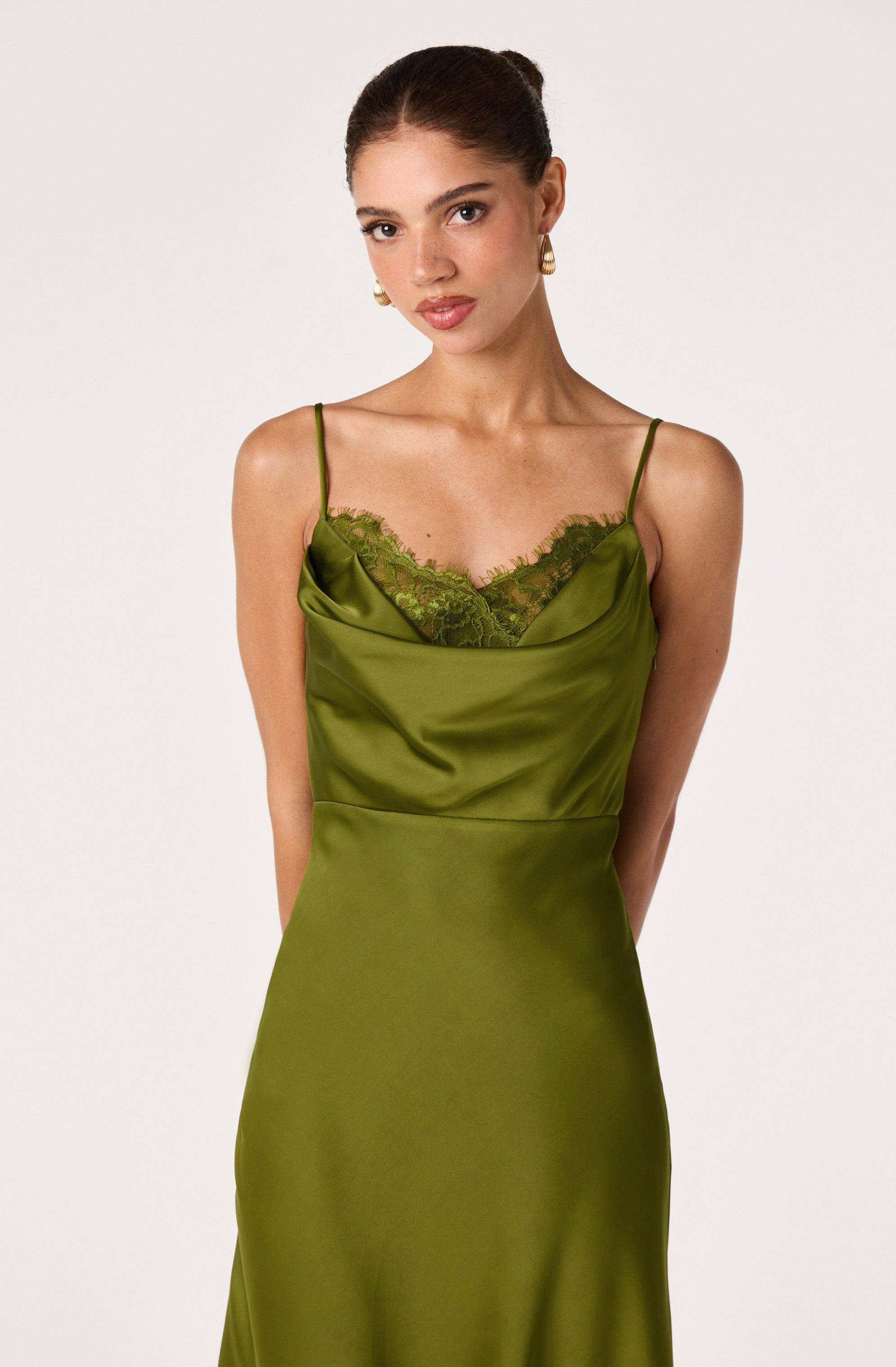 Annette Cowl Neck Satin Maxi Dress