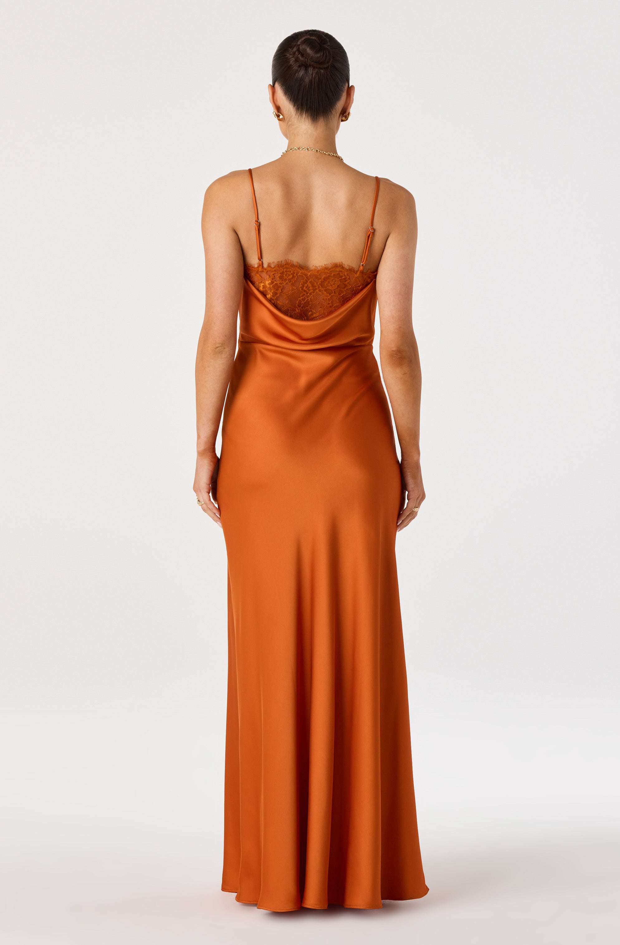 Annette Cowl Neck Satin Maxi Dress
