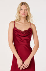 Annette Cowl Neck Satin Maxi Dress