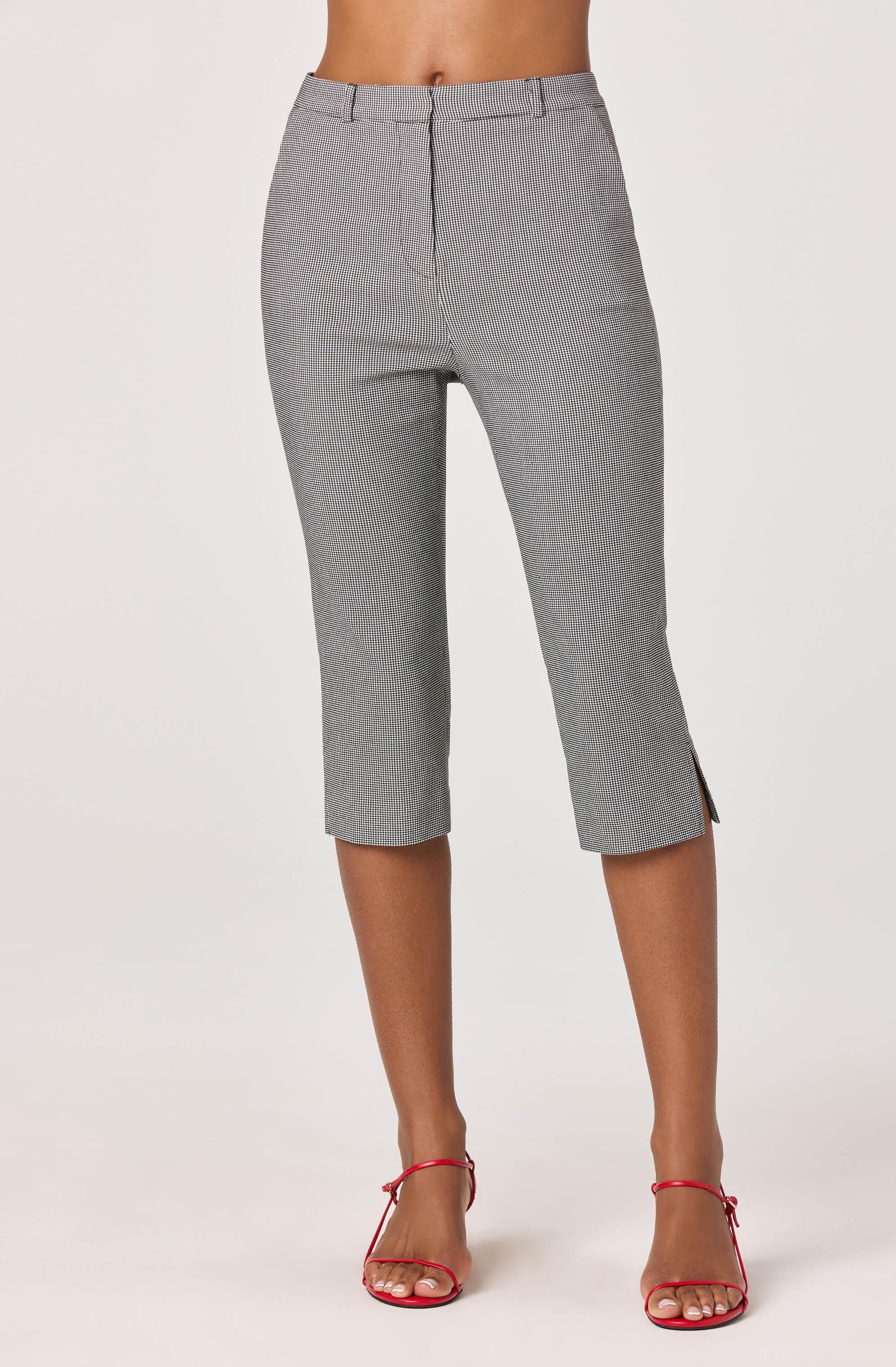 Cardin Houndstooth High-Rise Capri Pants