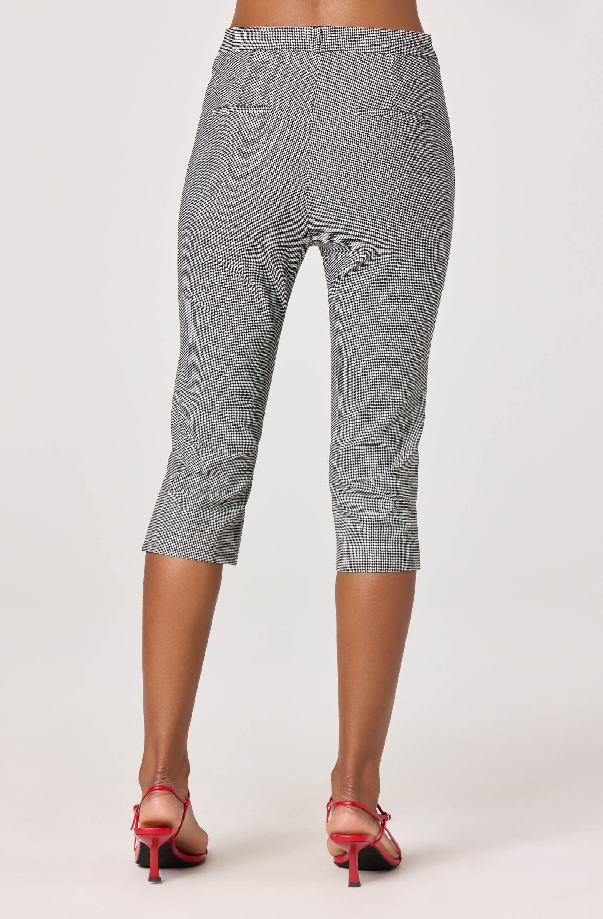 Cardin Houndstooth High-Rise Capri Pants