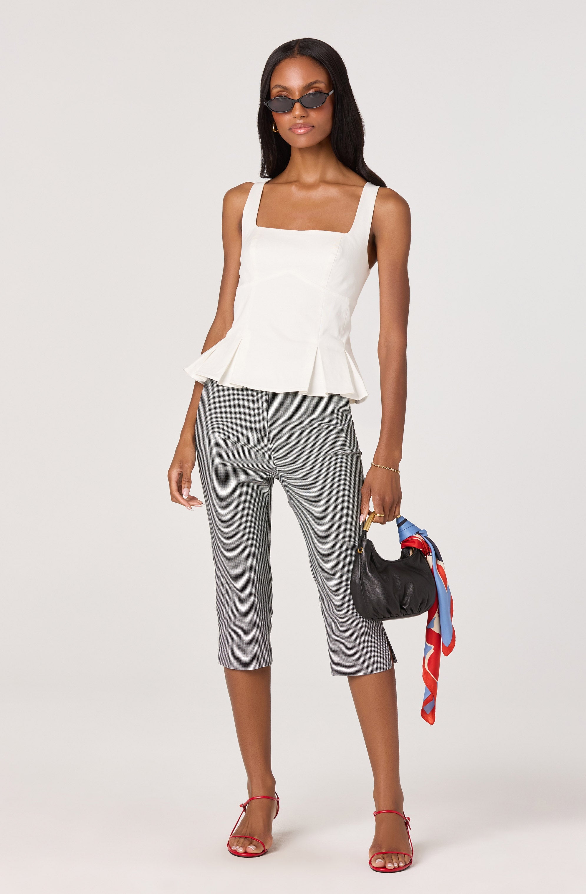 Cardin Houndstooth High-Rise Capri Pants