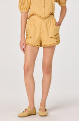 Joellyn Embroidered Cutwork Linen Shorts
