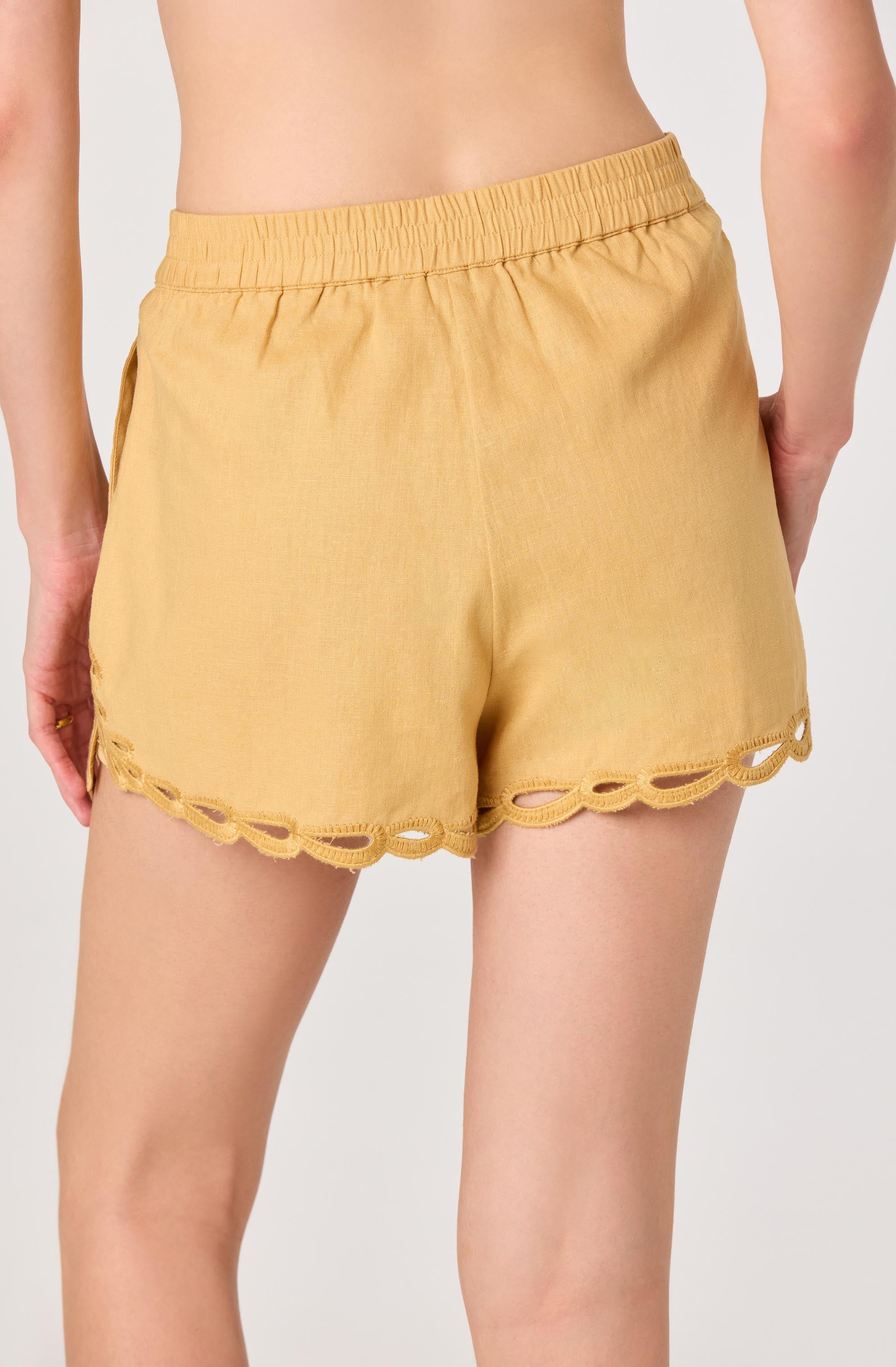 Joellyn Embroidered Cutwork Linen Shorts