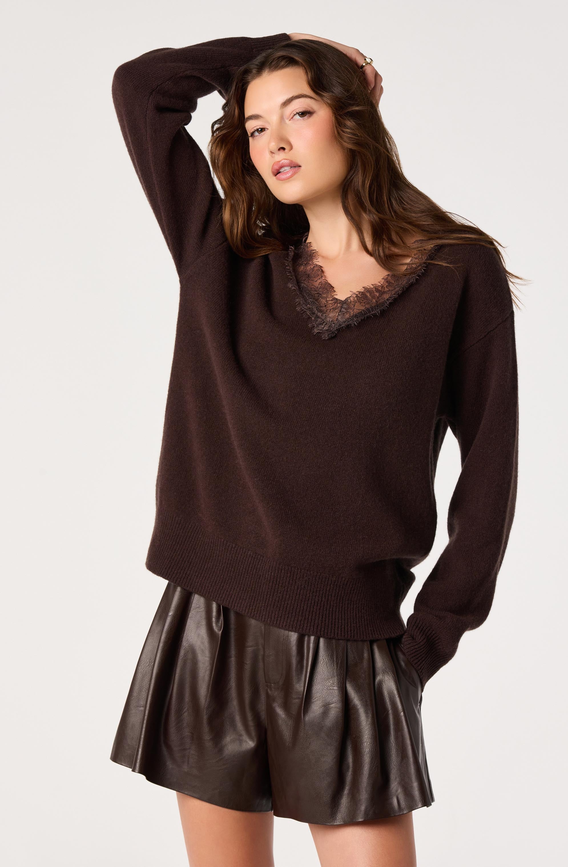 Atherton Faux Leather Pleated Shorts