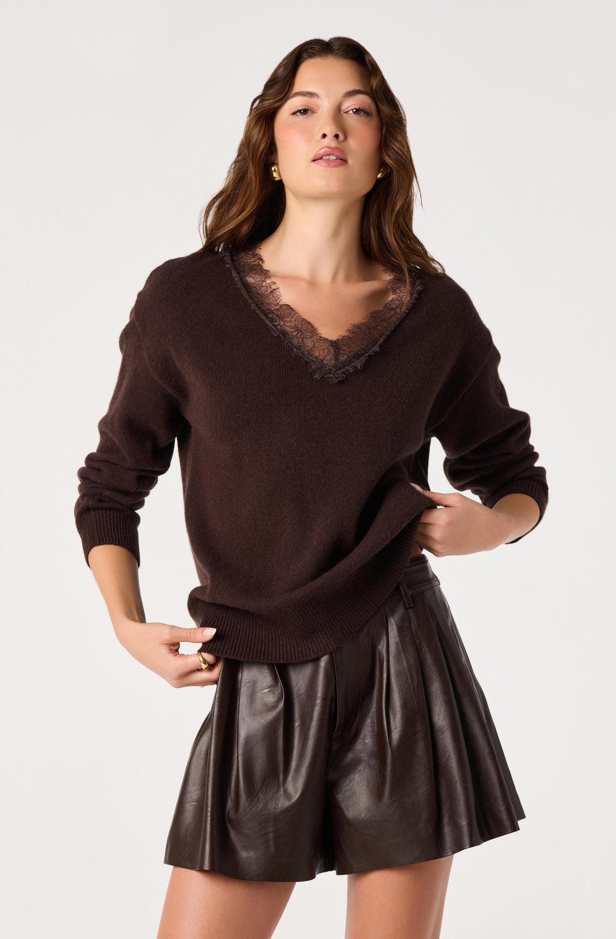 Atherton Faux Leather Pleated Shorts