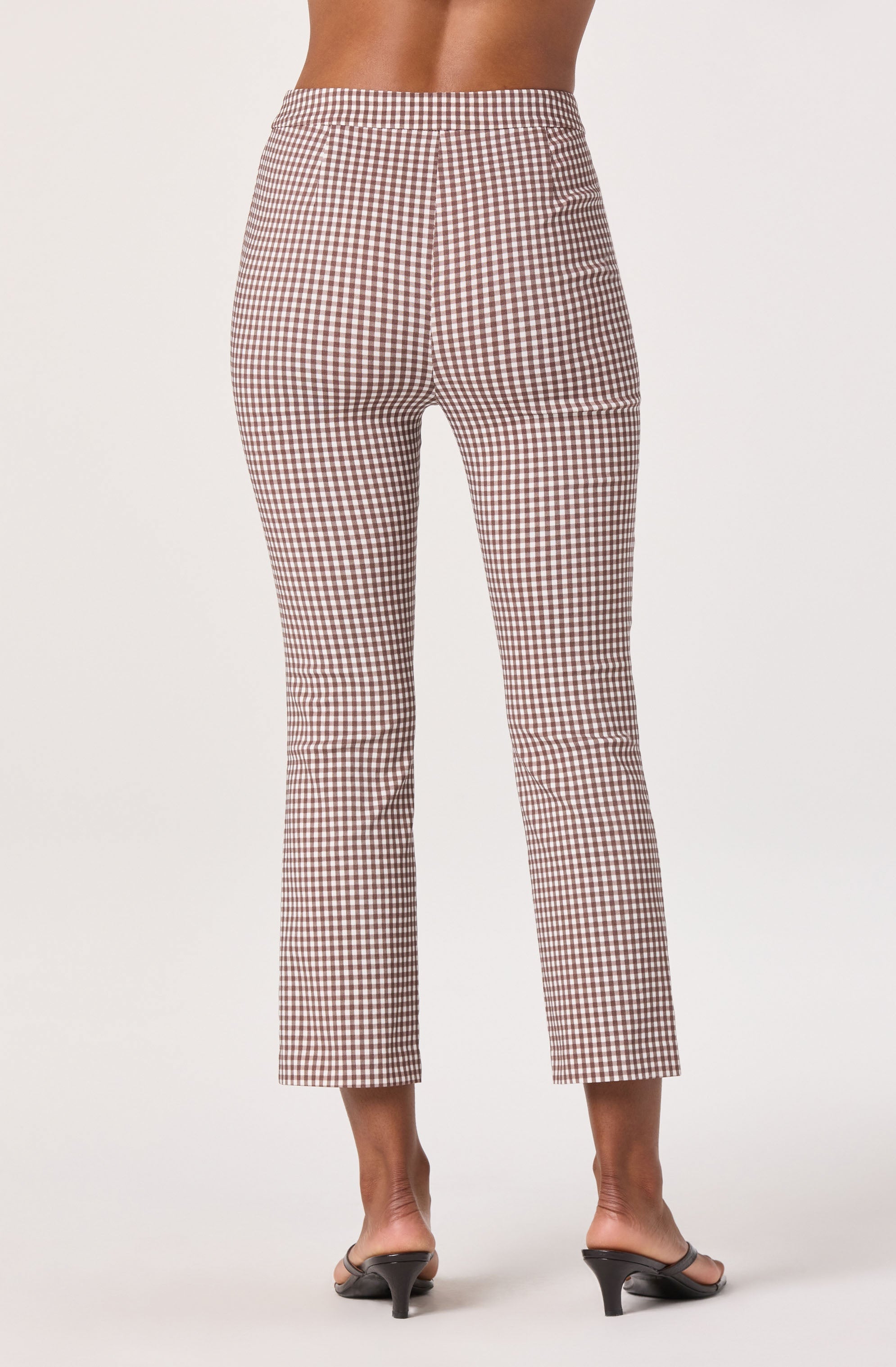Alma Gingham Kick-Flare Cropped Pants
