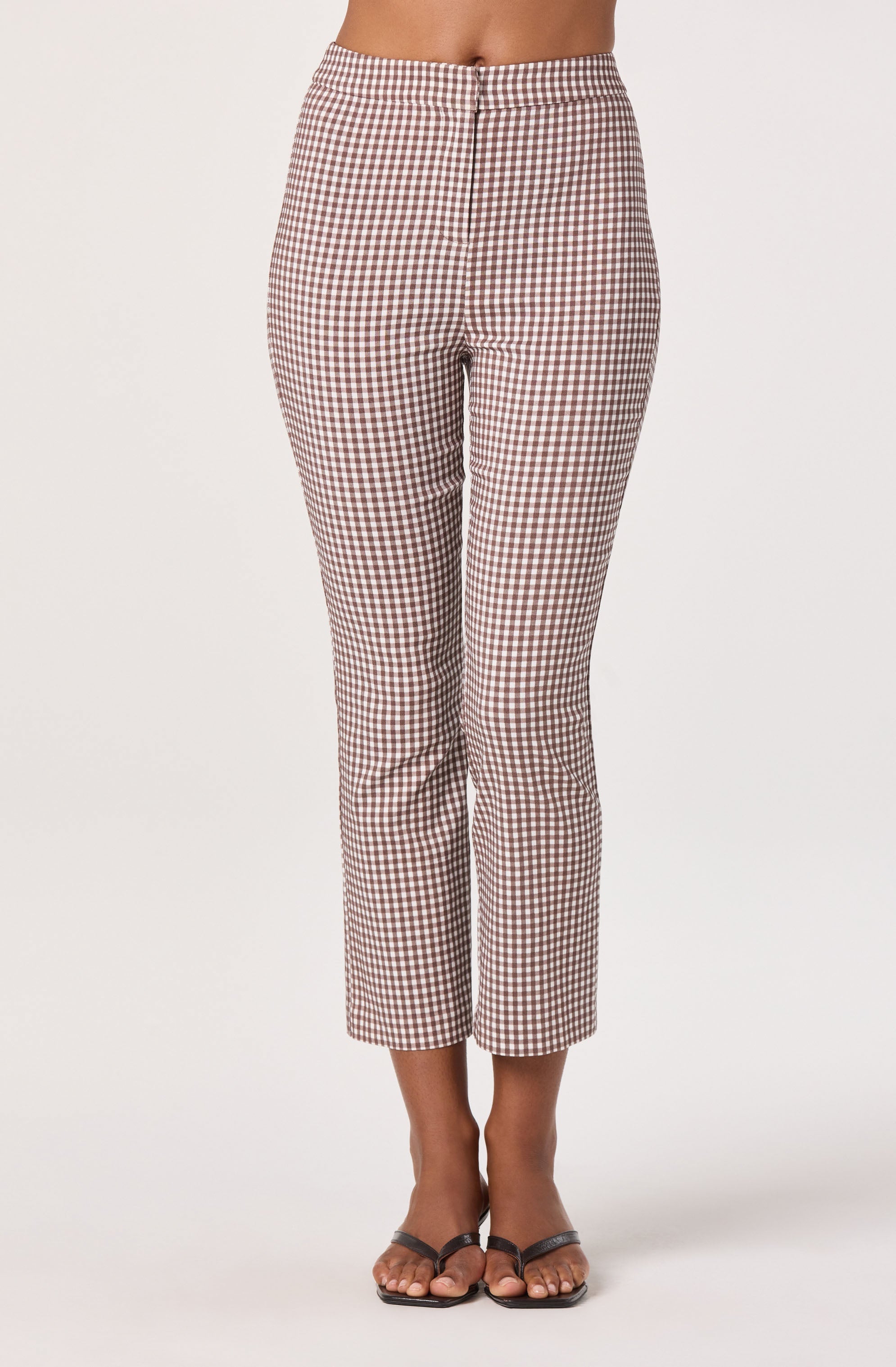 Alma Gingham Kick-Flare Cropped Pants