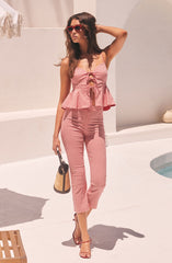 Alma Gingham Kick-Flare Cropped Pants