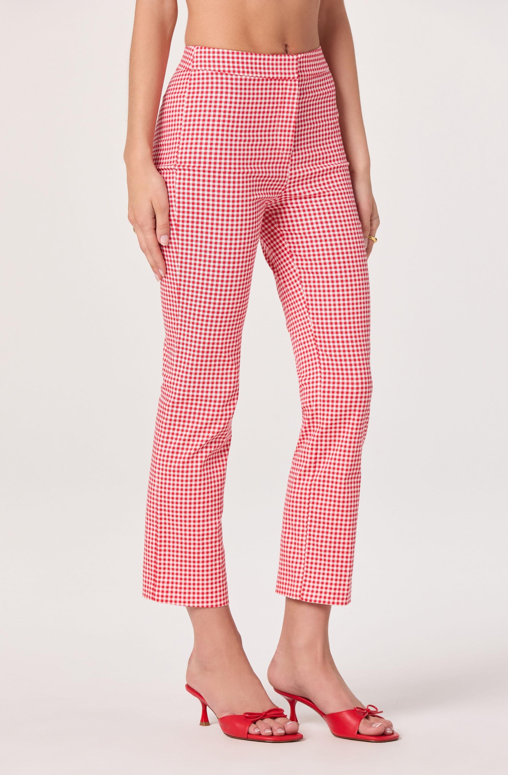 Alma Gingham Kick-Flare Cropped Pants