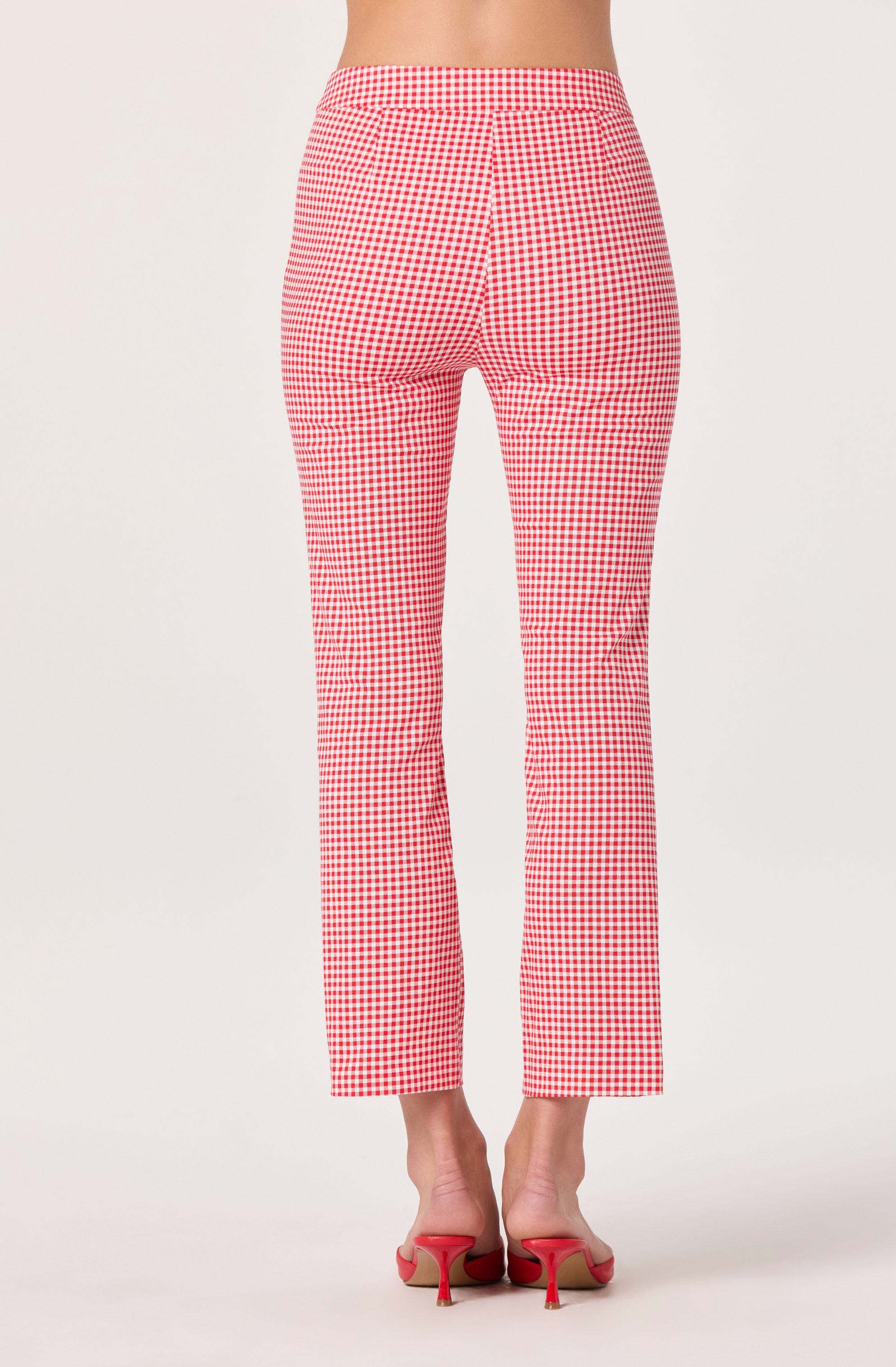 Alma Gingham Kick-Flare Cropped Pants