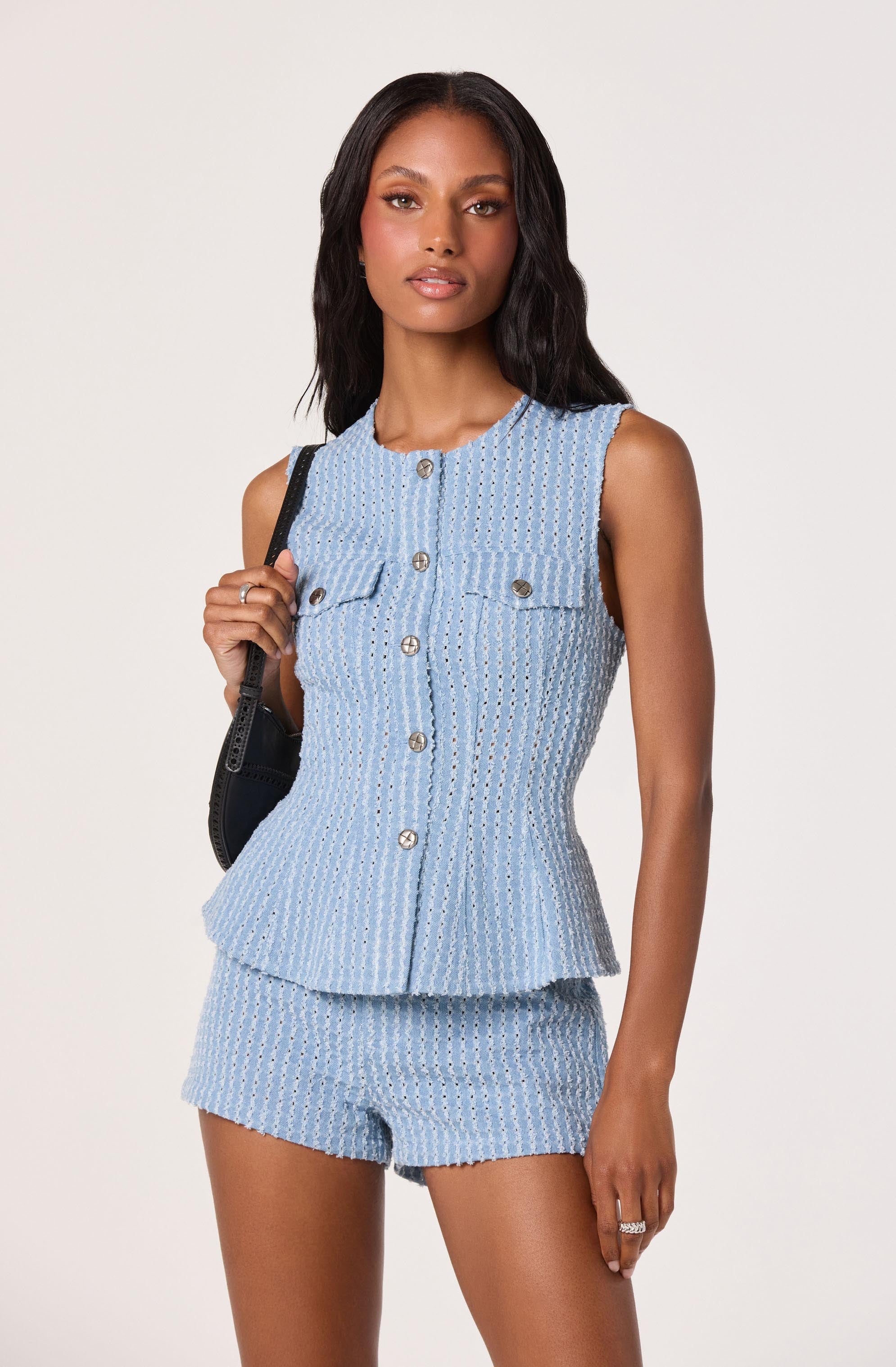 Arden Denim High-Rise Mini Shorts