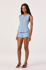 Arden Denim High-Rise Mini Shorts