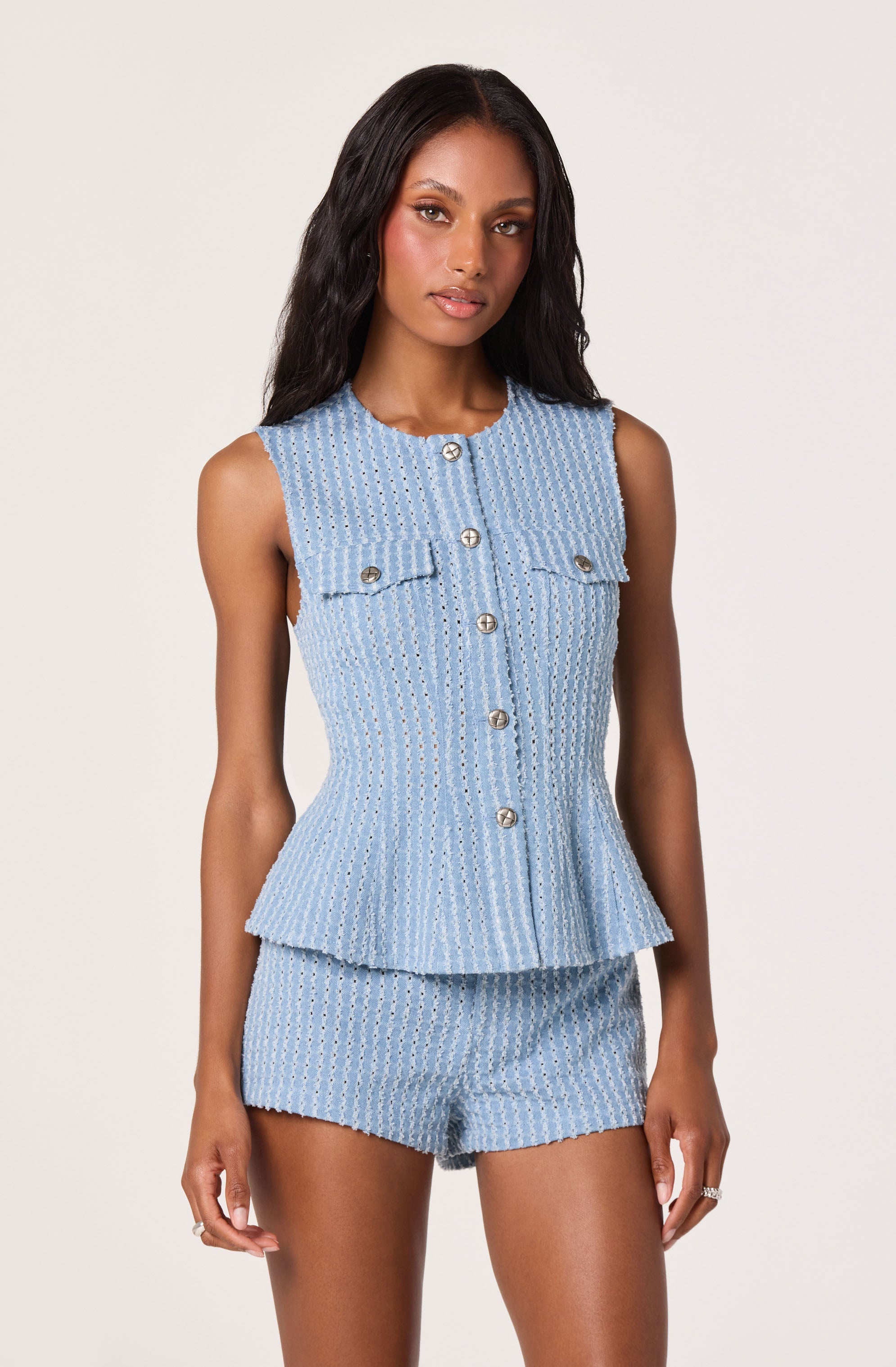Arden Denim High-Rise Mini Shorts