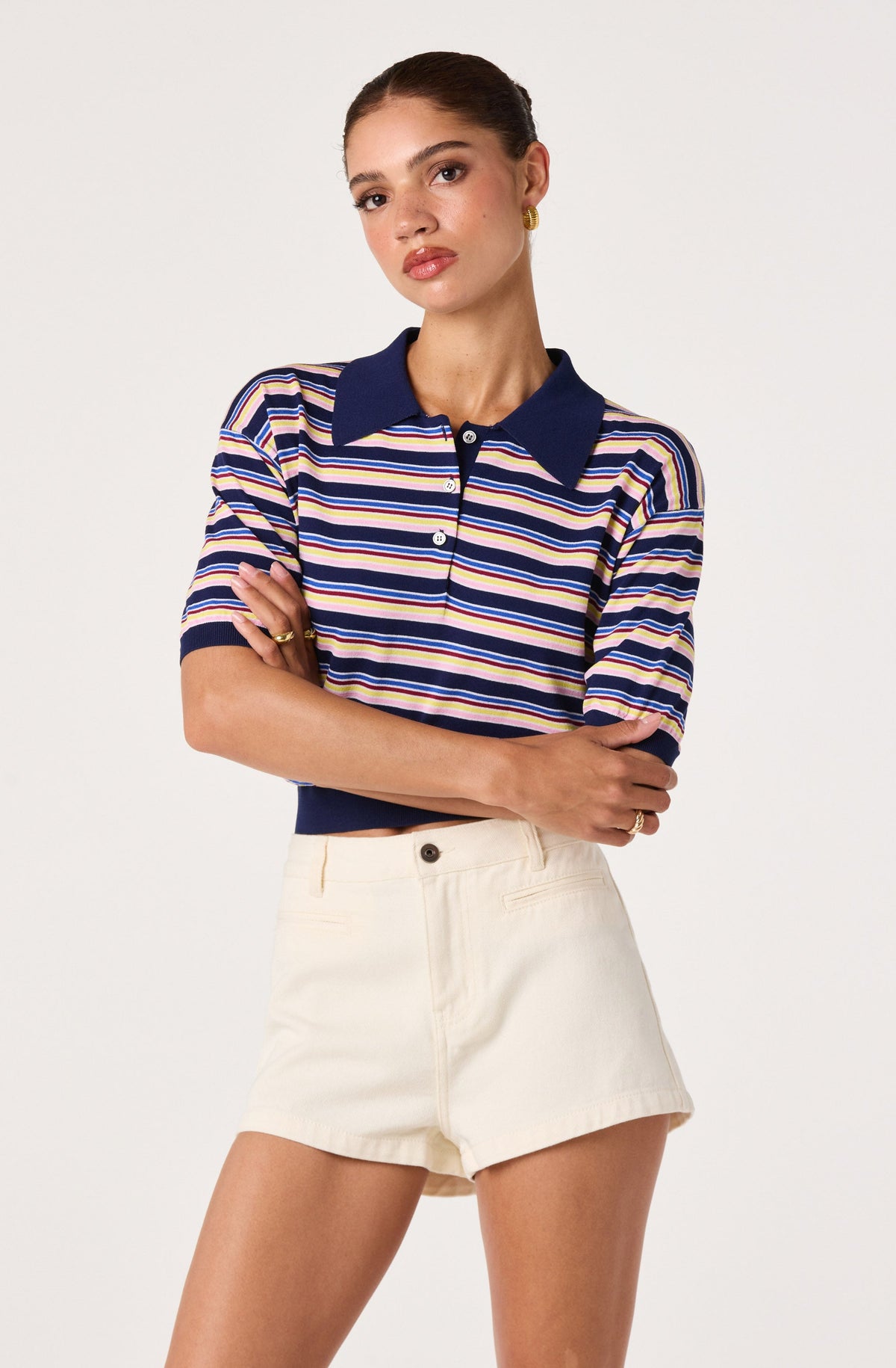 Arden Denim High-Rise Mini Shorts
