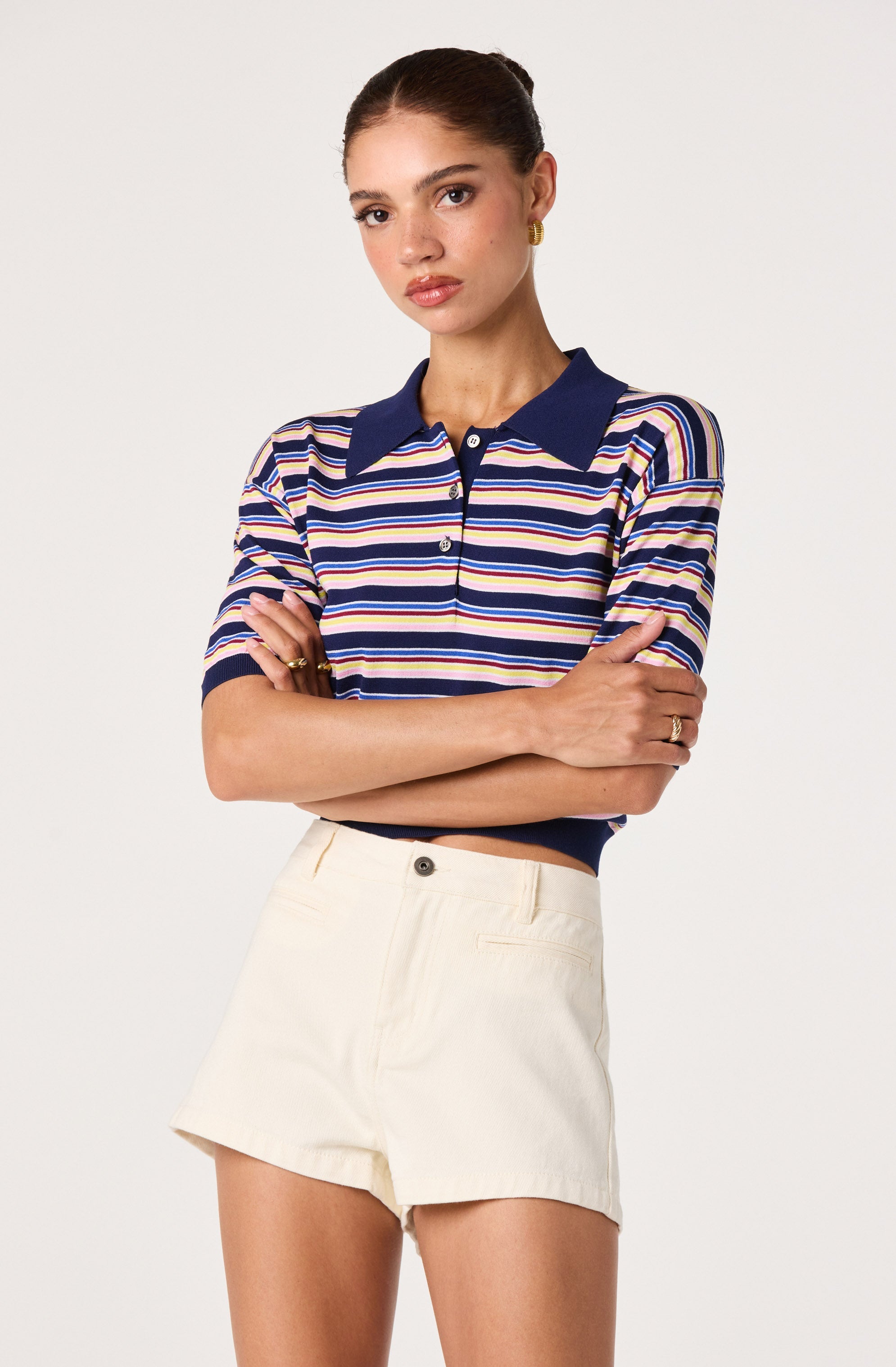 Arden Denim High-Rise Mini Shorts