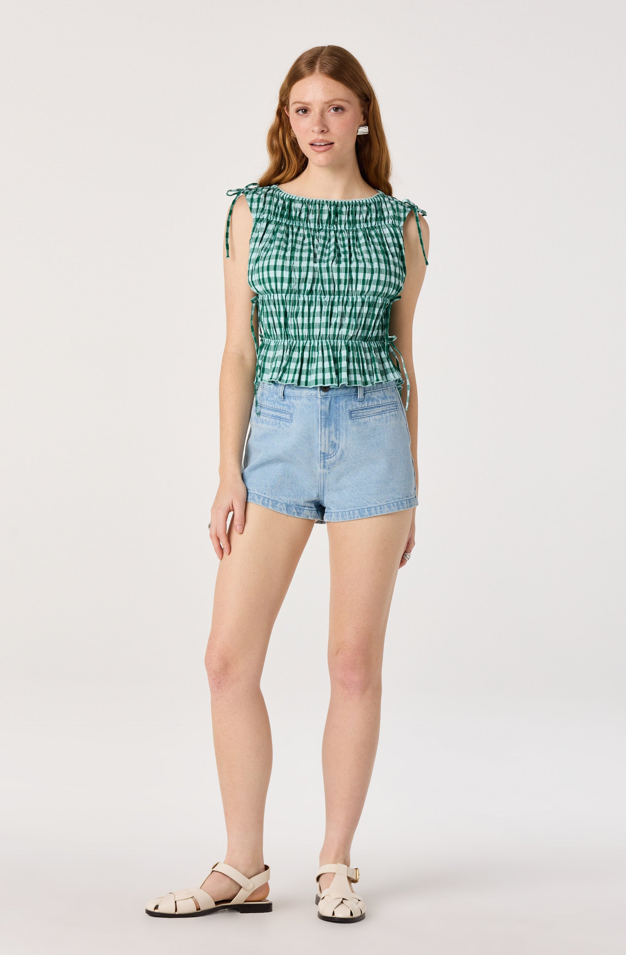 Arden Denim High-Rise Mini Shorts