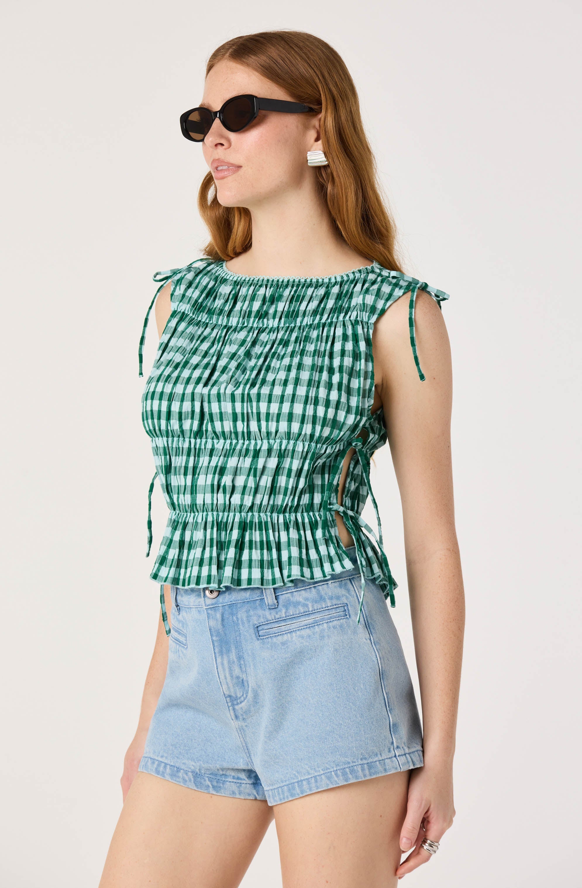 Arden Denim High-Rise Mini Shorts