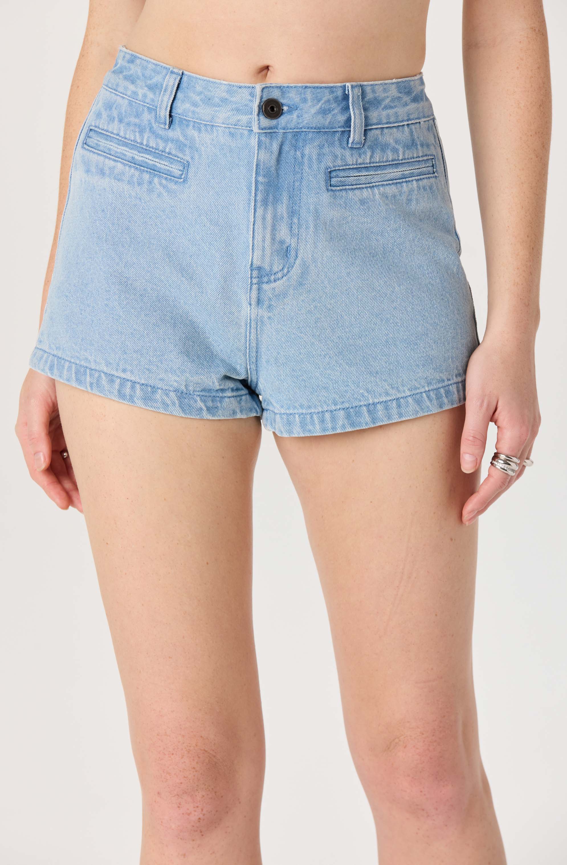 Arden Denim High-Rise Mini Shorts