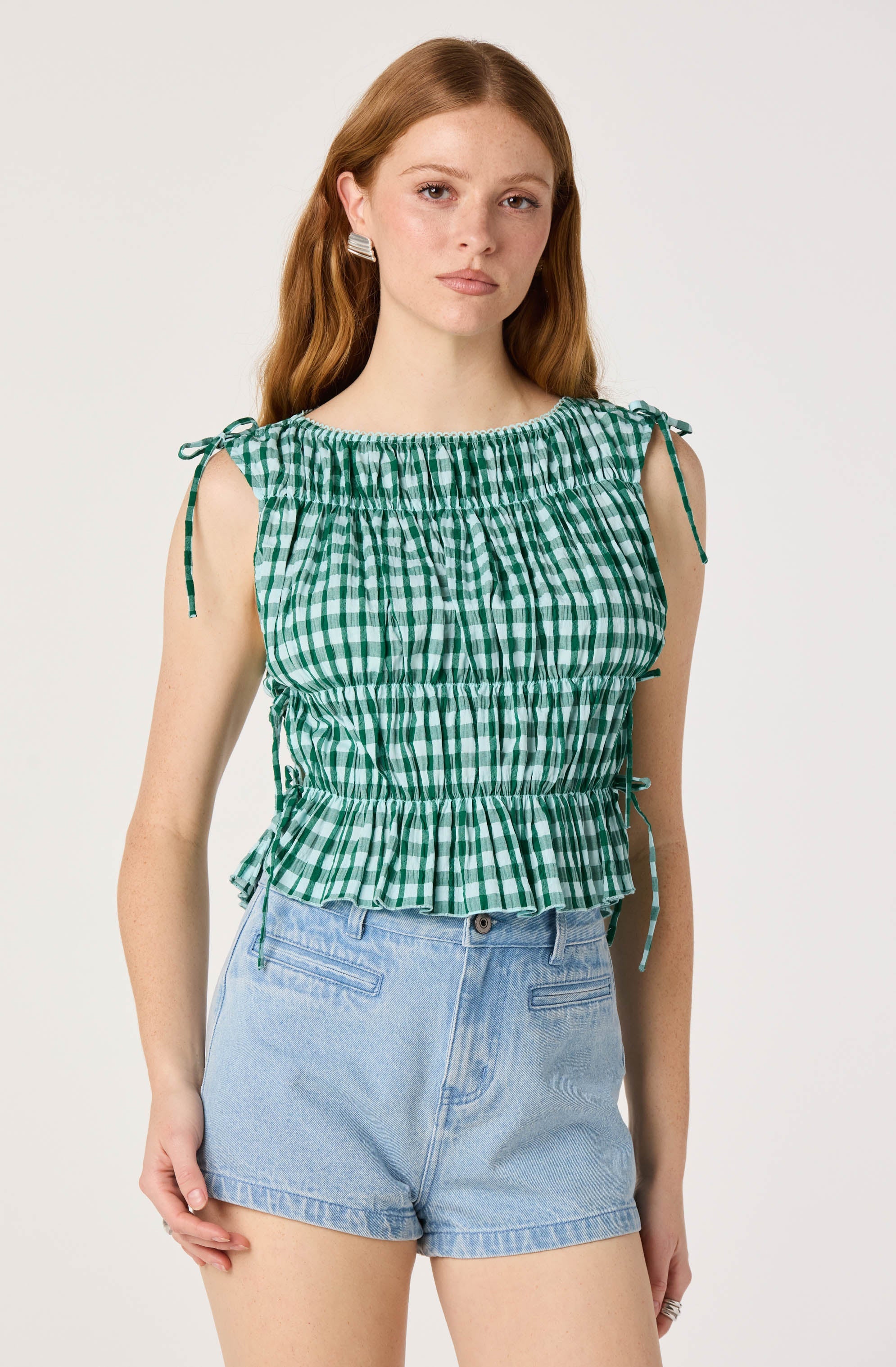 Arden Denim High-Rise Mini Shorts