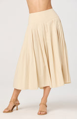 Aubrianna Pleated Drop-Waist Midi Skirt