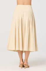 Aubrianna Pleated Drop-Waist Midi Skirt