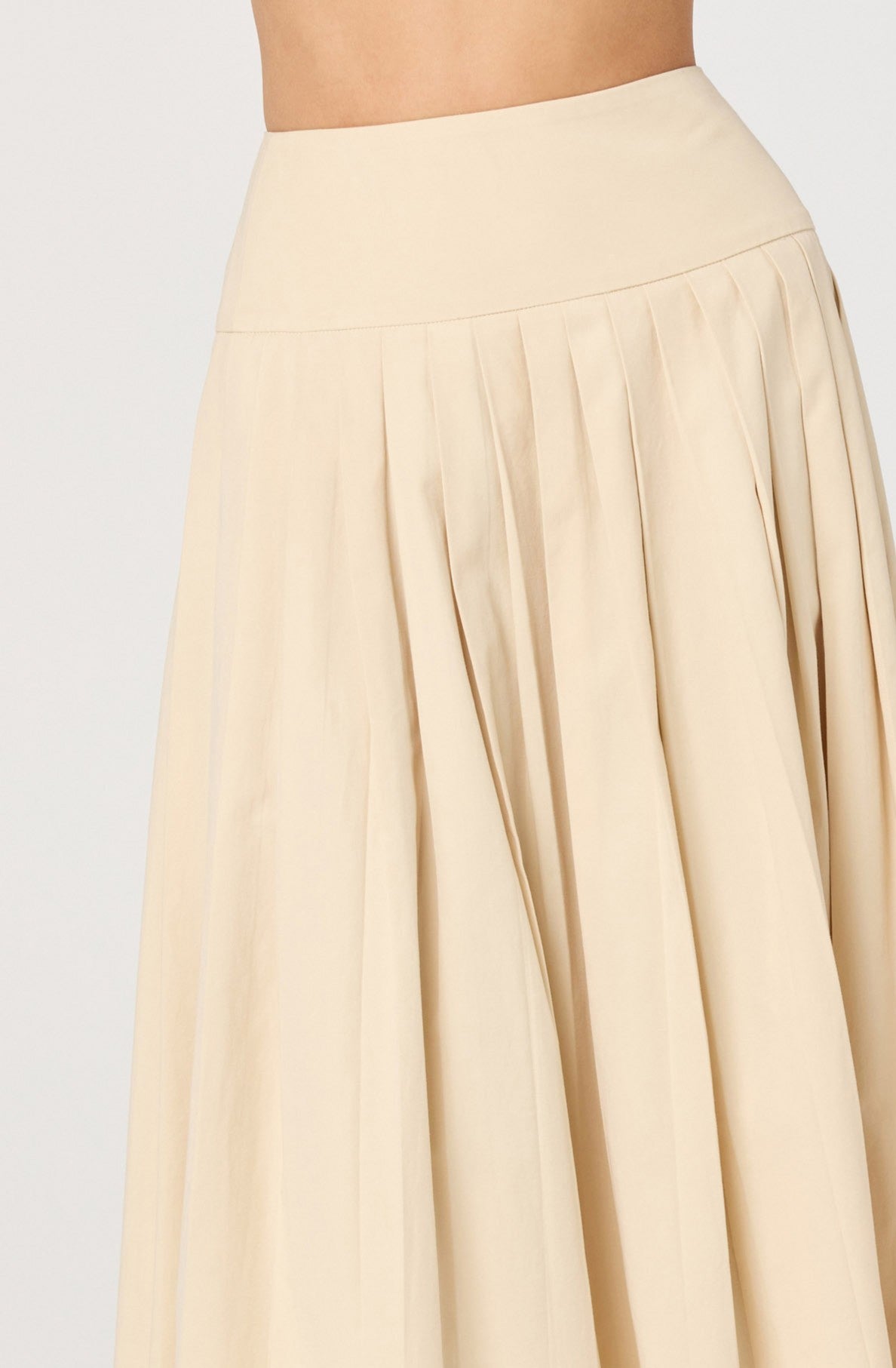 Aubrianna Pleated Drop-Waist Midi Skirt