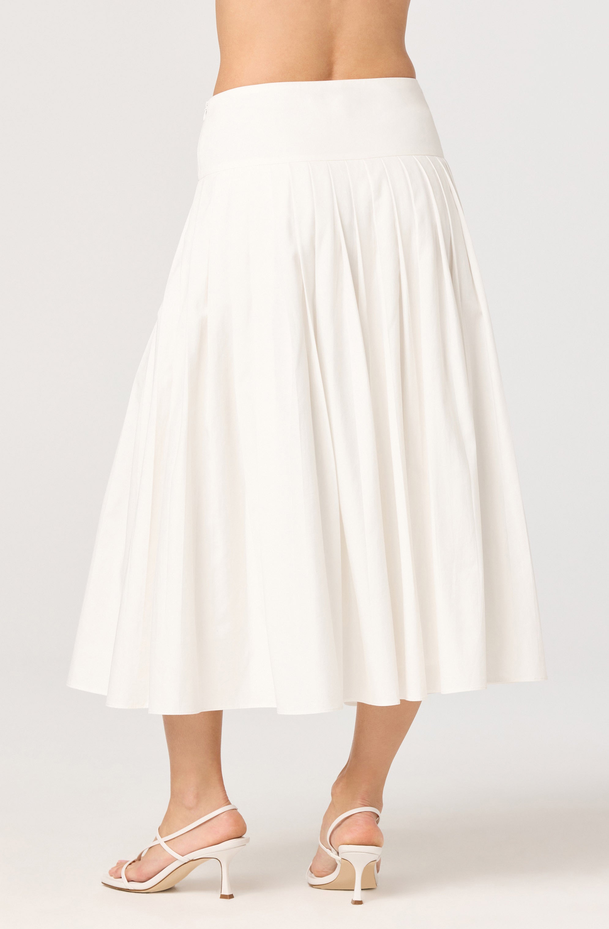 Aubrianna Pleated Drop-Waist Midi Skirt