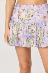 Alea Floral Drop-Waist Bubble Mini Skirt