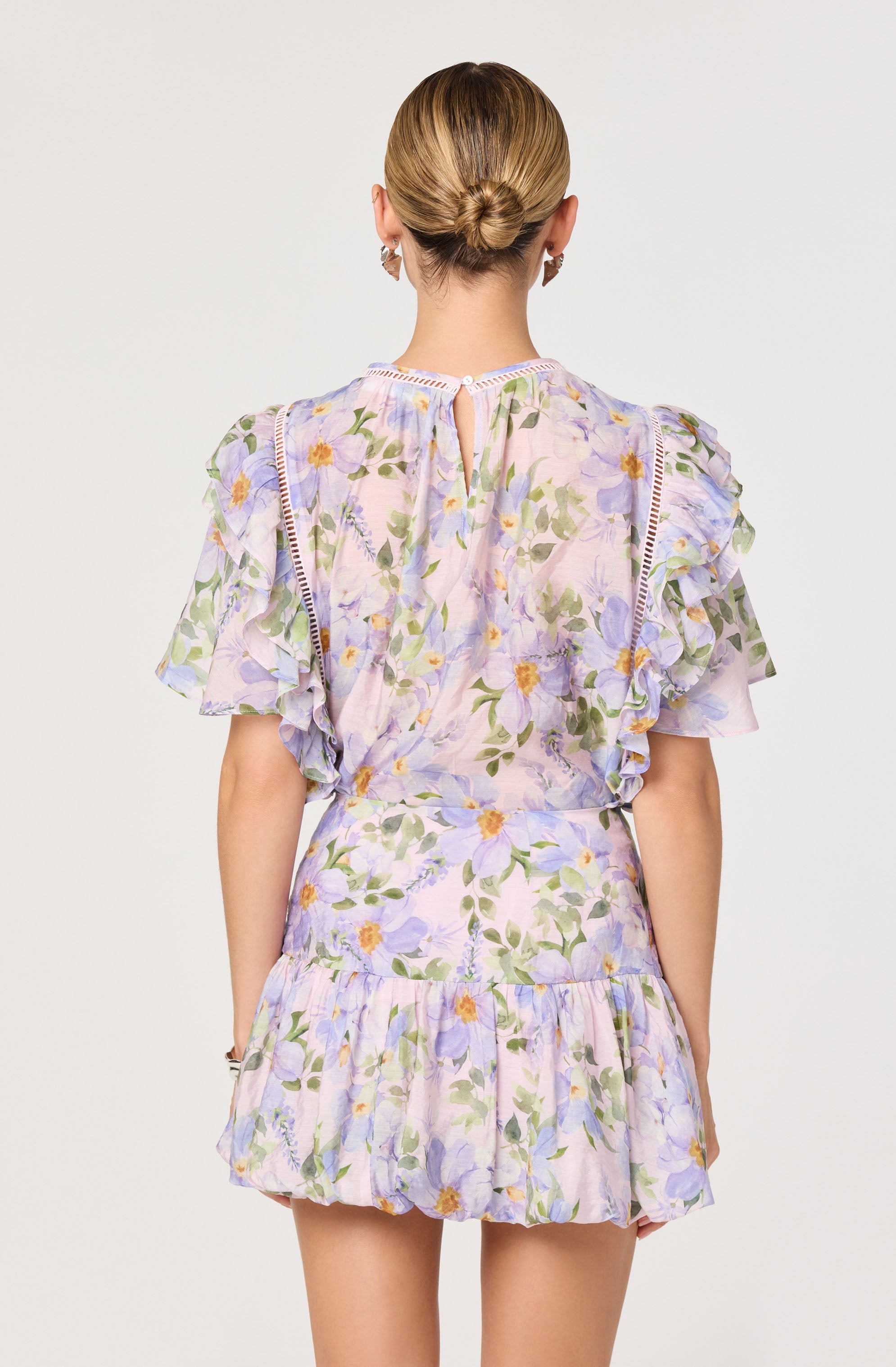Alea Floral Drop-Waist Bubble Mini Skirt