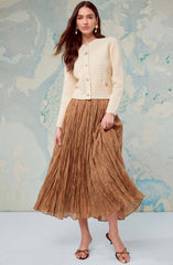 Fiori Flared Pleated Maxi Skirt