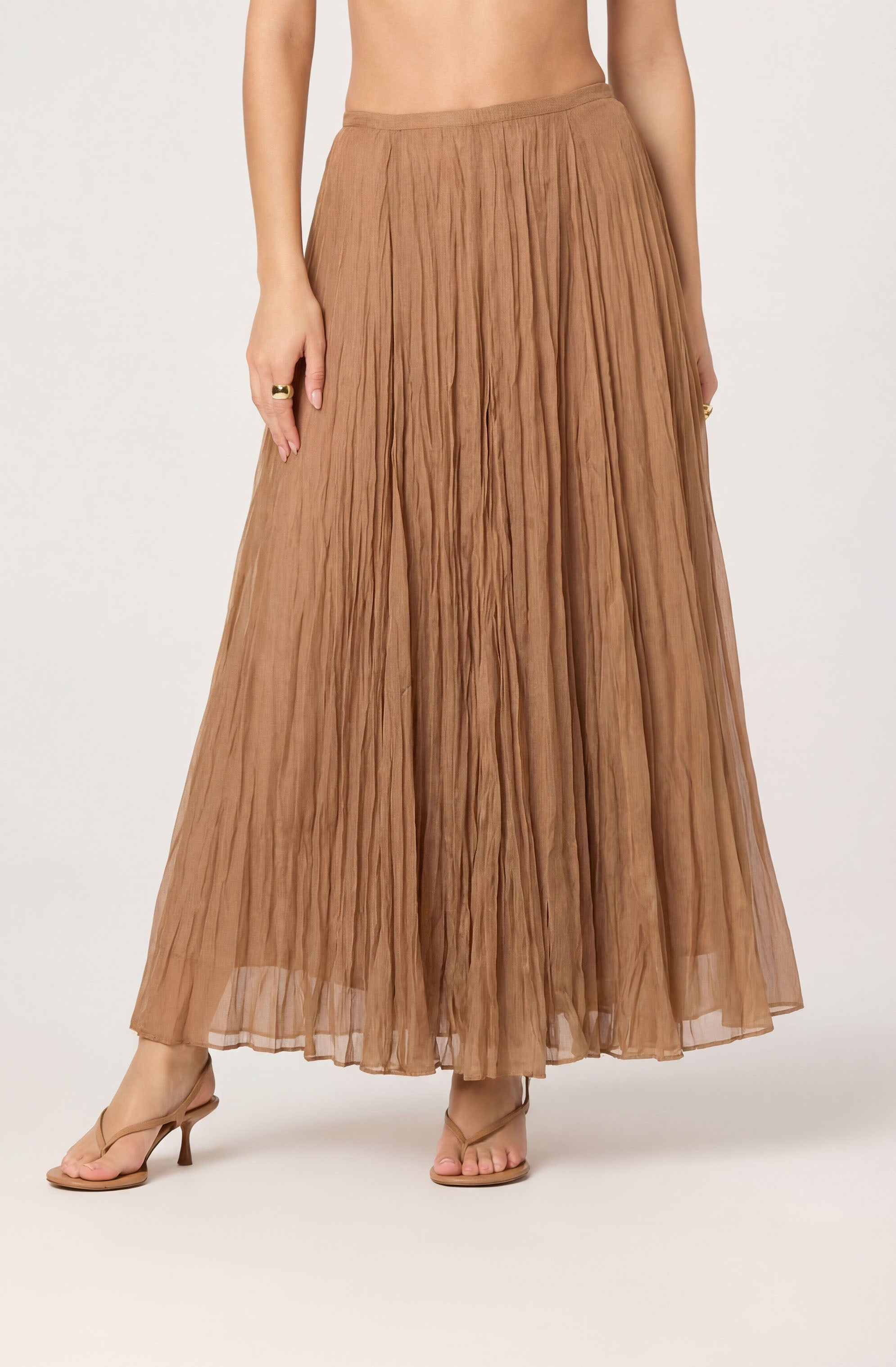 Fiori Flared Pleated Maxi Skirt