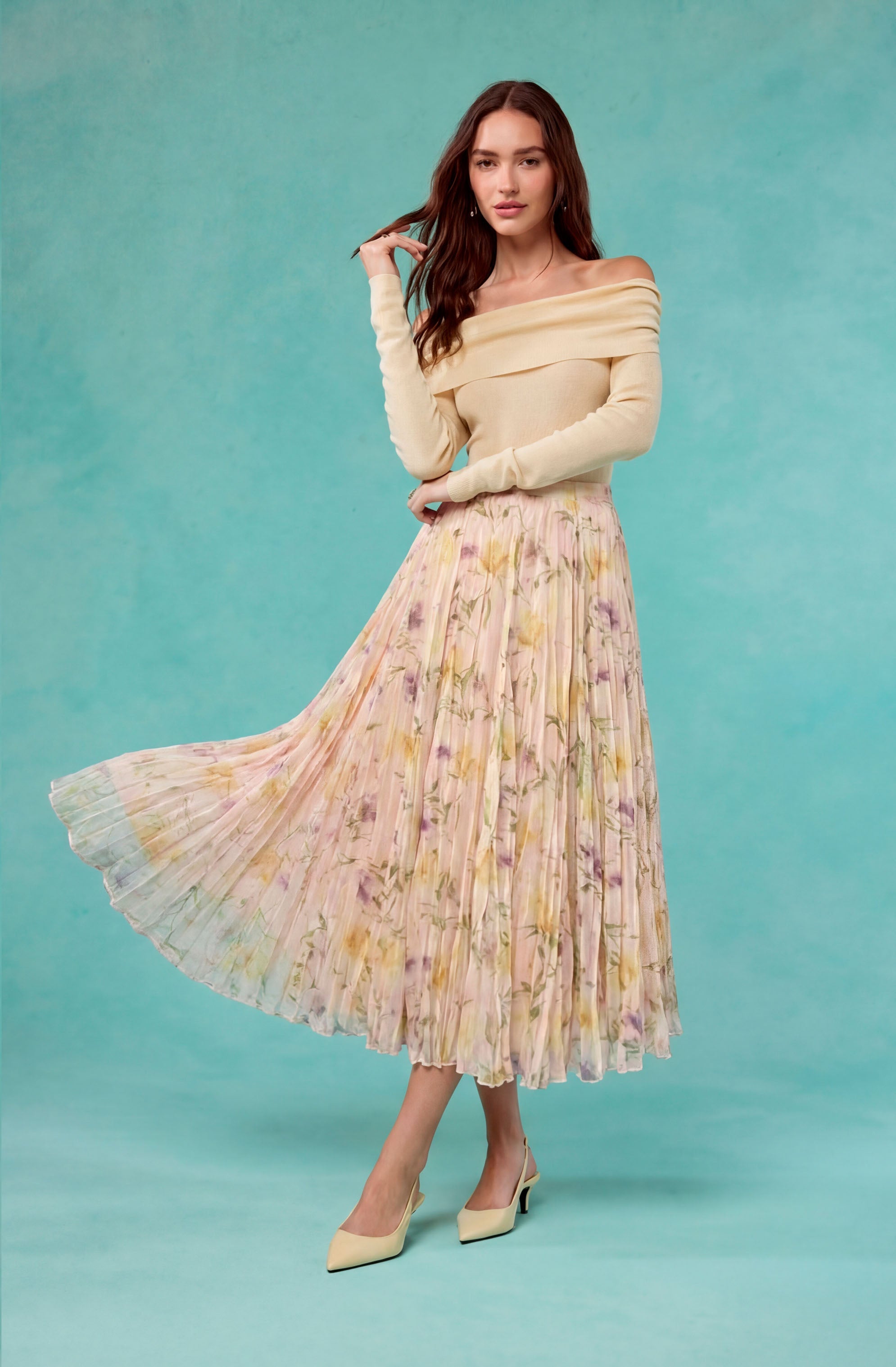 Fiori Pleated Maxi Skirt