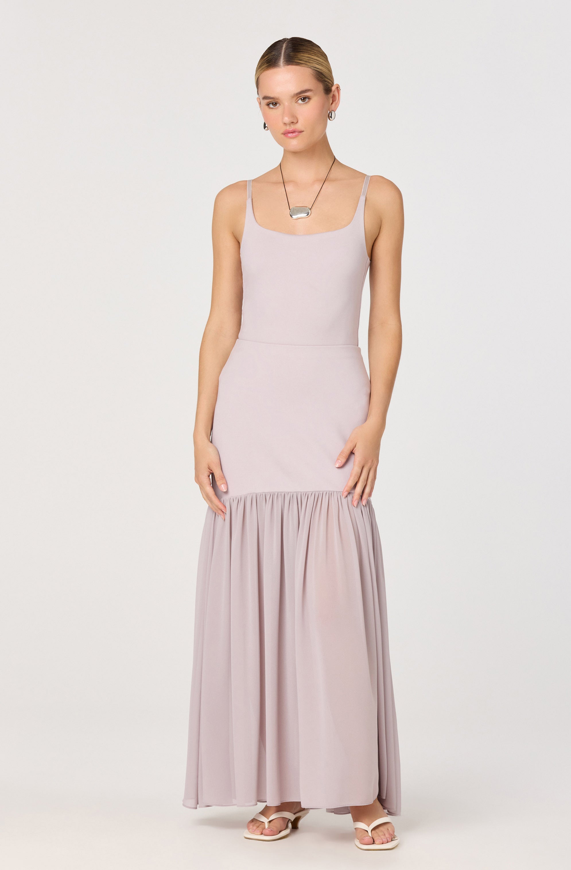 Aloyse Contrast Drop-Waist Maxi Skirt