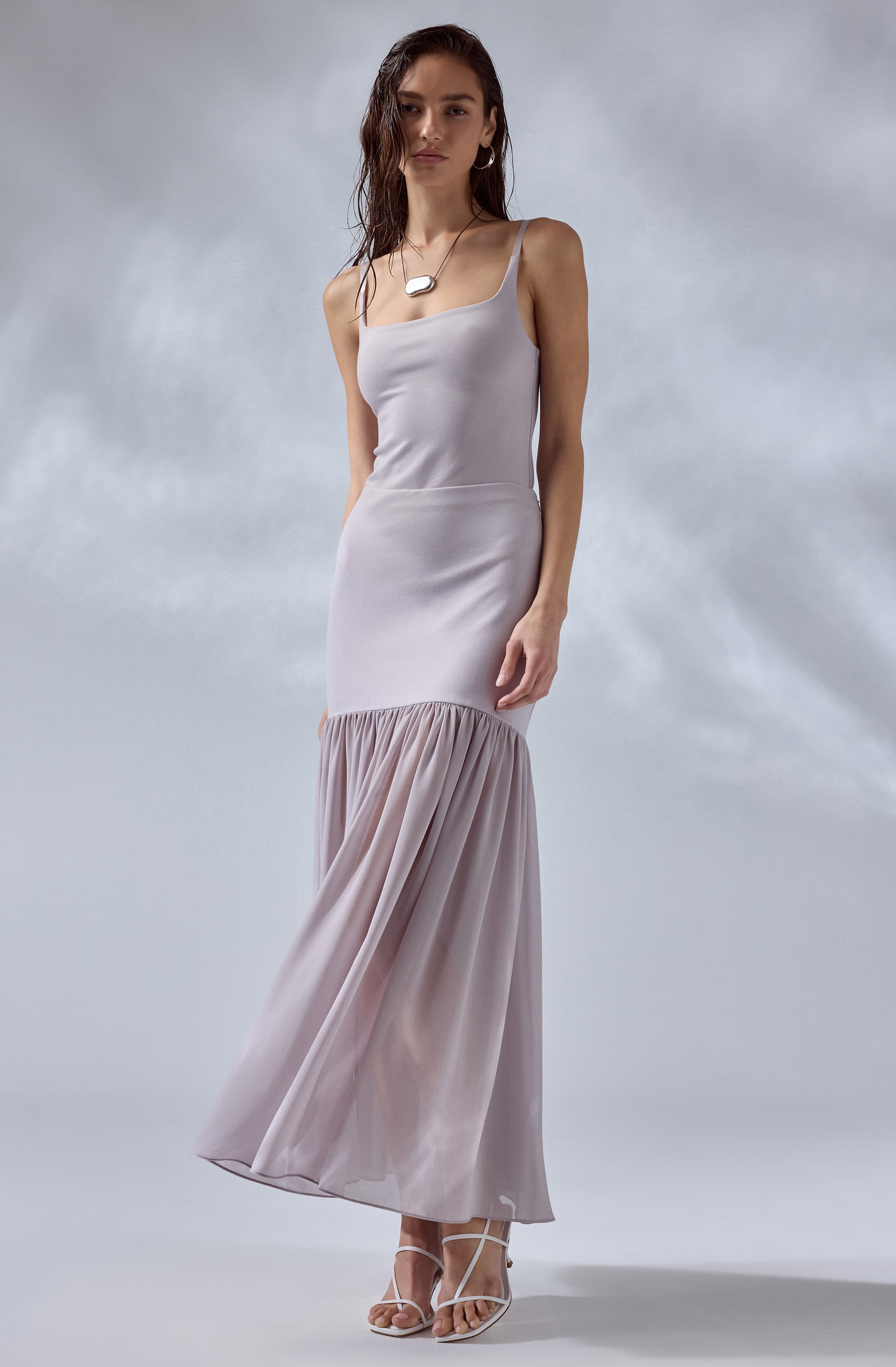 Aloyse Contrast Drop-Waist Maxi Skirt