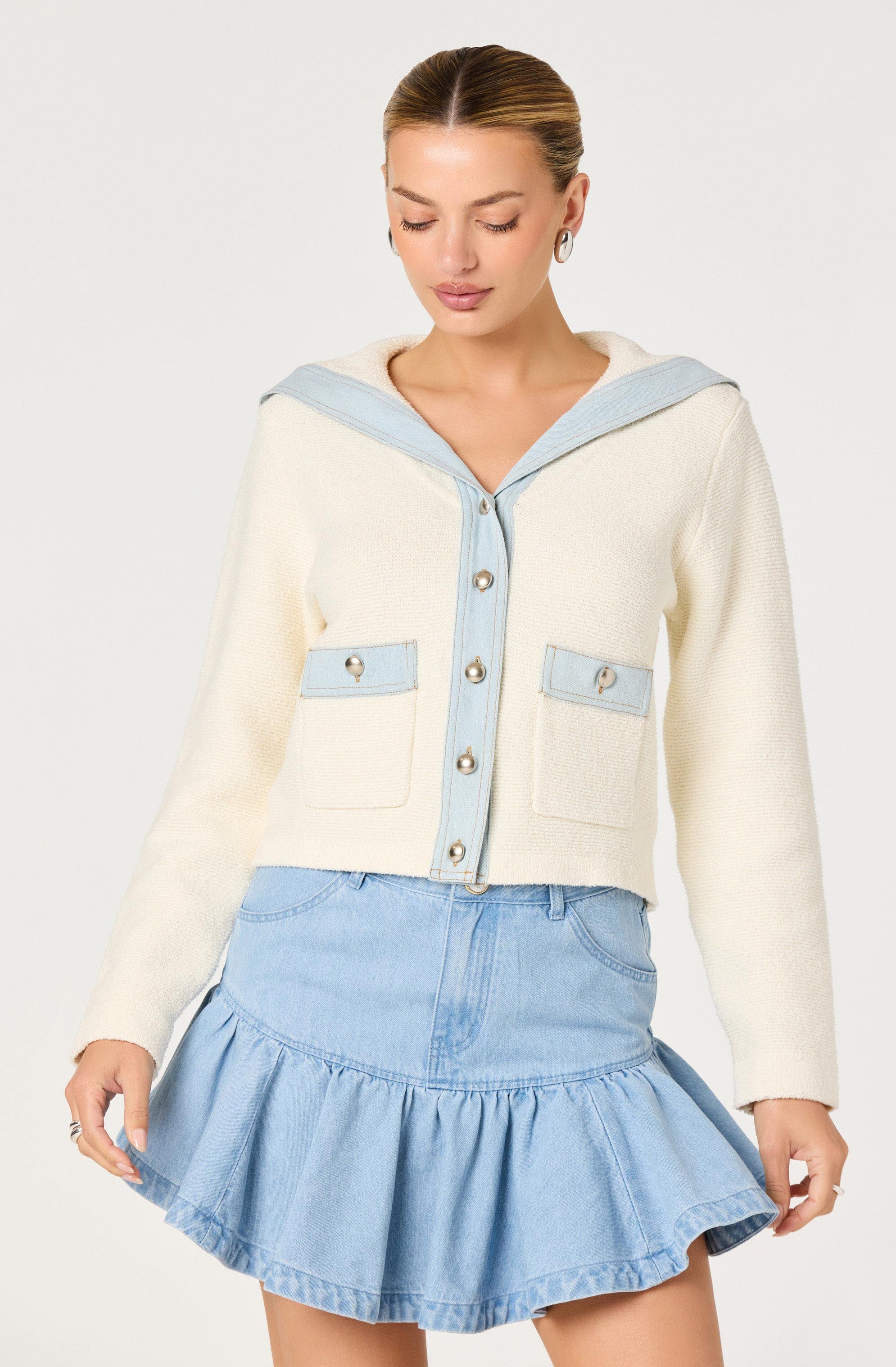 Ashli Denim Fit & Flare Mini Skirt