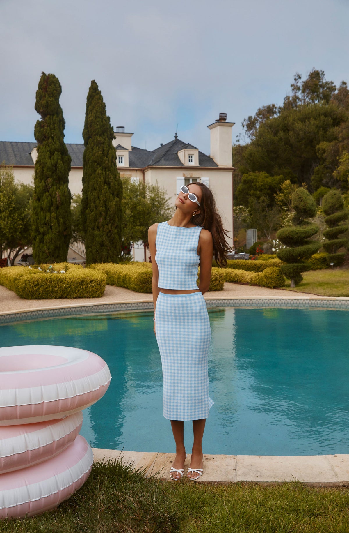 Babbett Gingham Sweater Midi Skirt