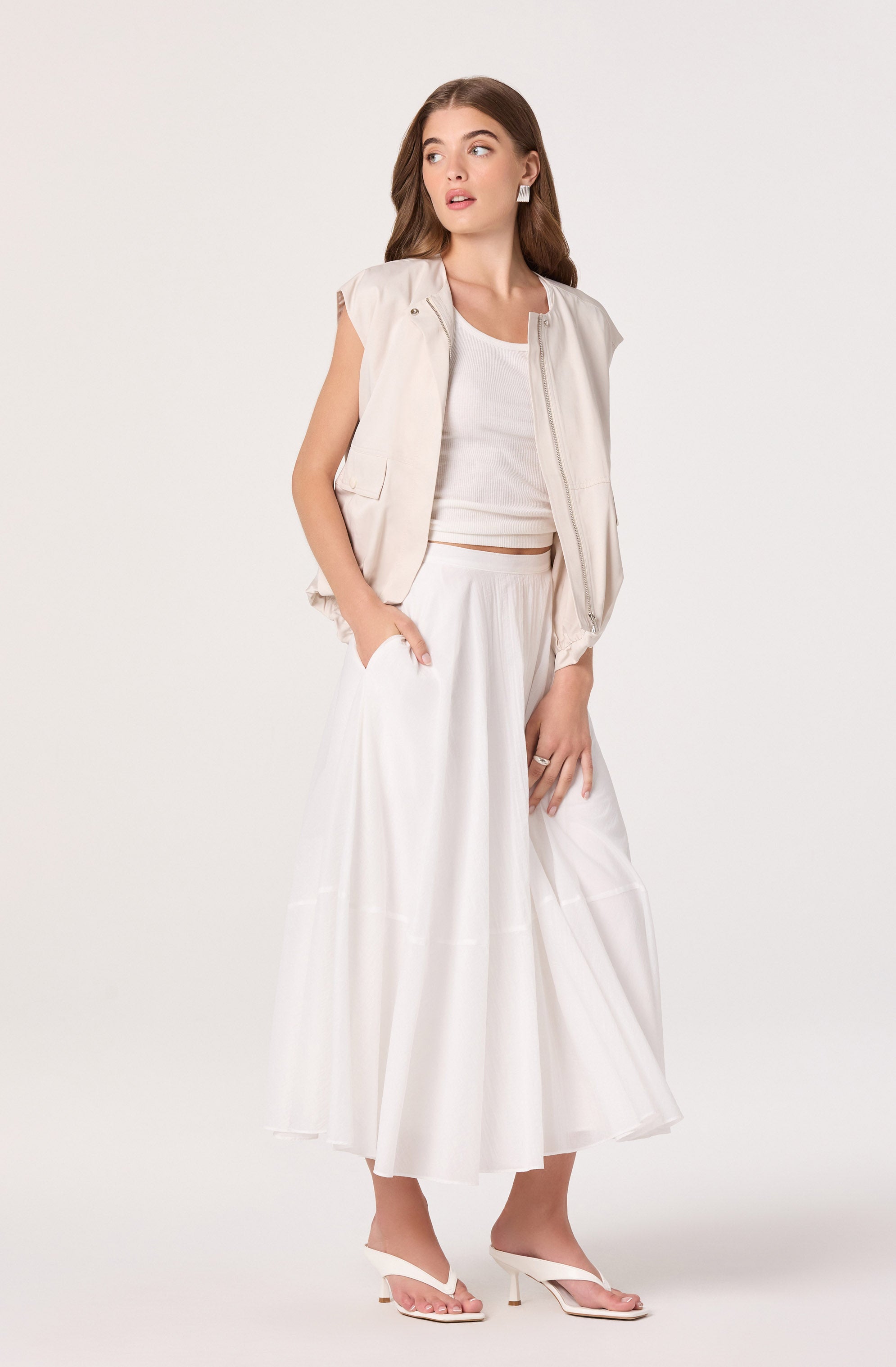 Grace Tiered A-Line Midi Skirt