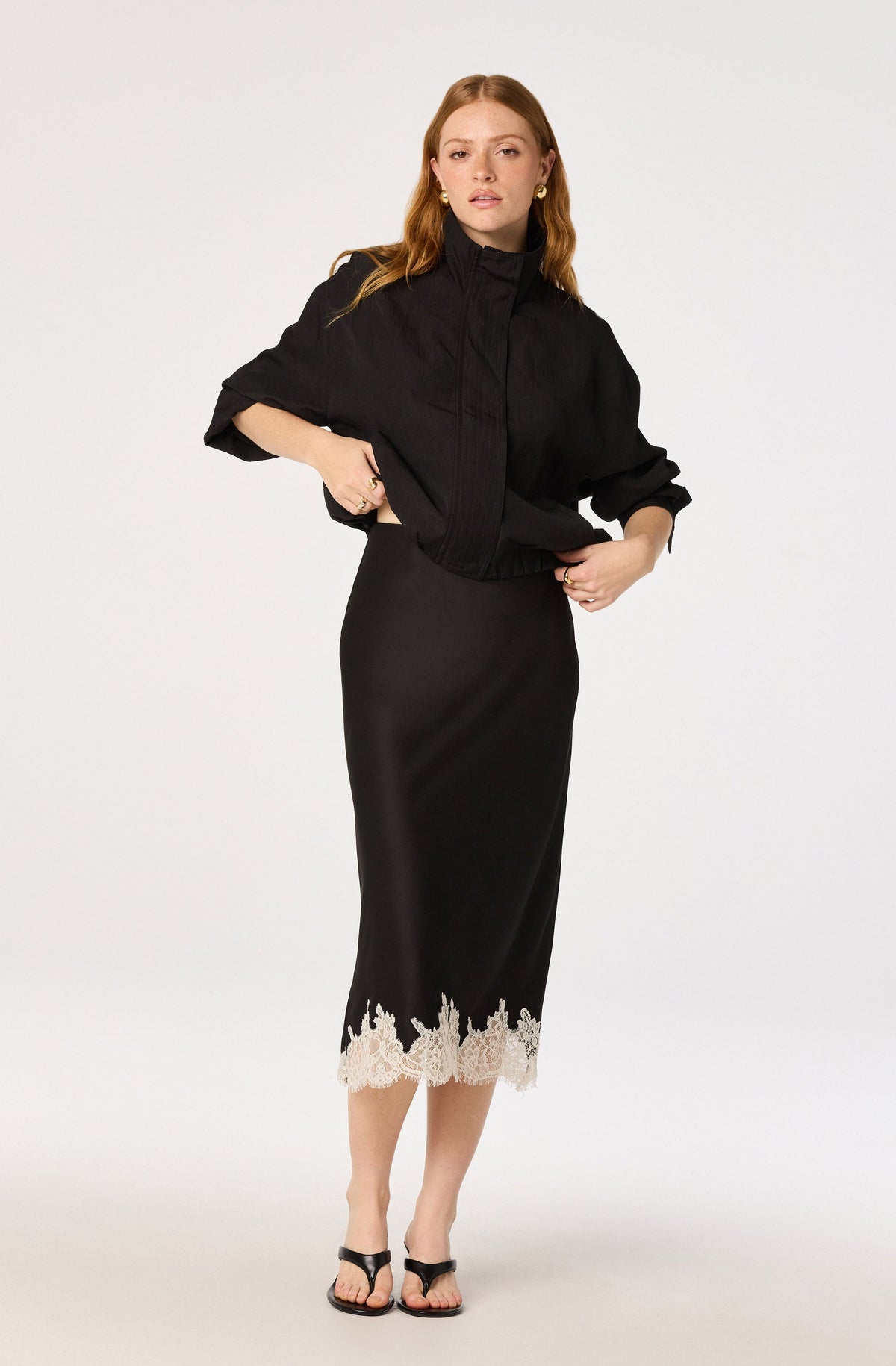 Blossom Lace Hem Midi Skirt