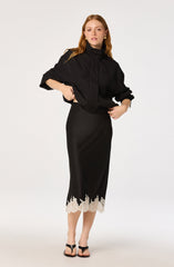 Blossom Lace Hem Midi Skirt