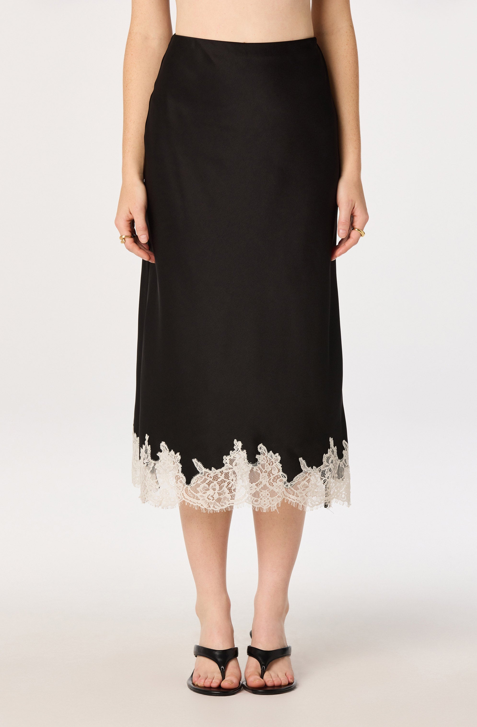 Blossom Lace Hem Midi Skirt