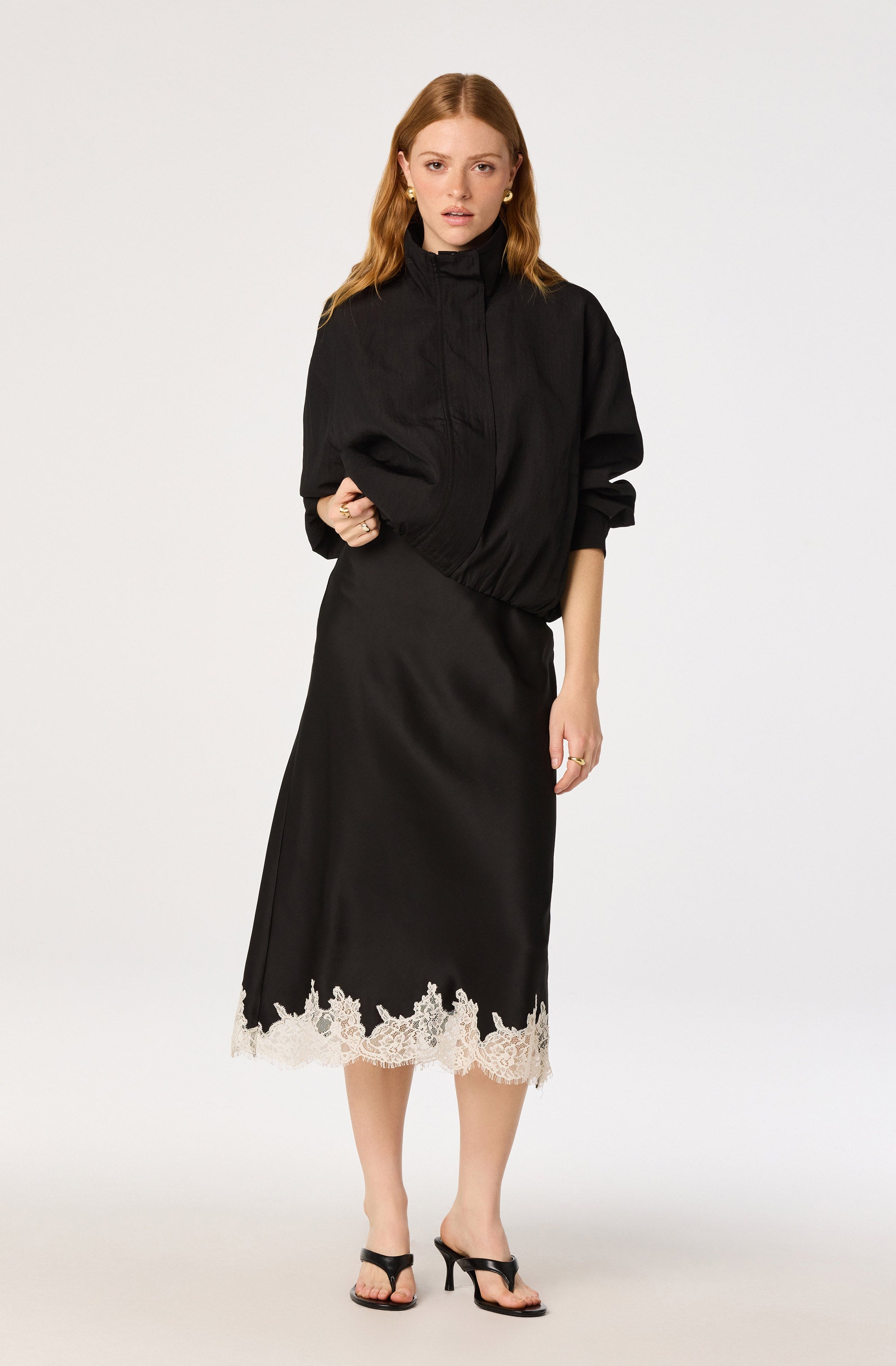 Blossom Lace Hem Midi Skirt